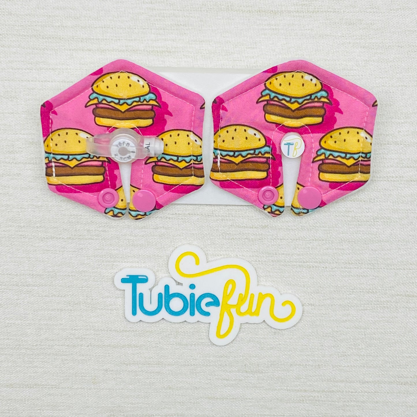 Hexagon G-Tube Button Pad Cover - Burgers