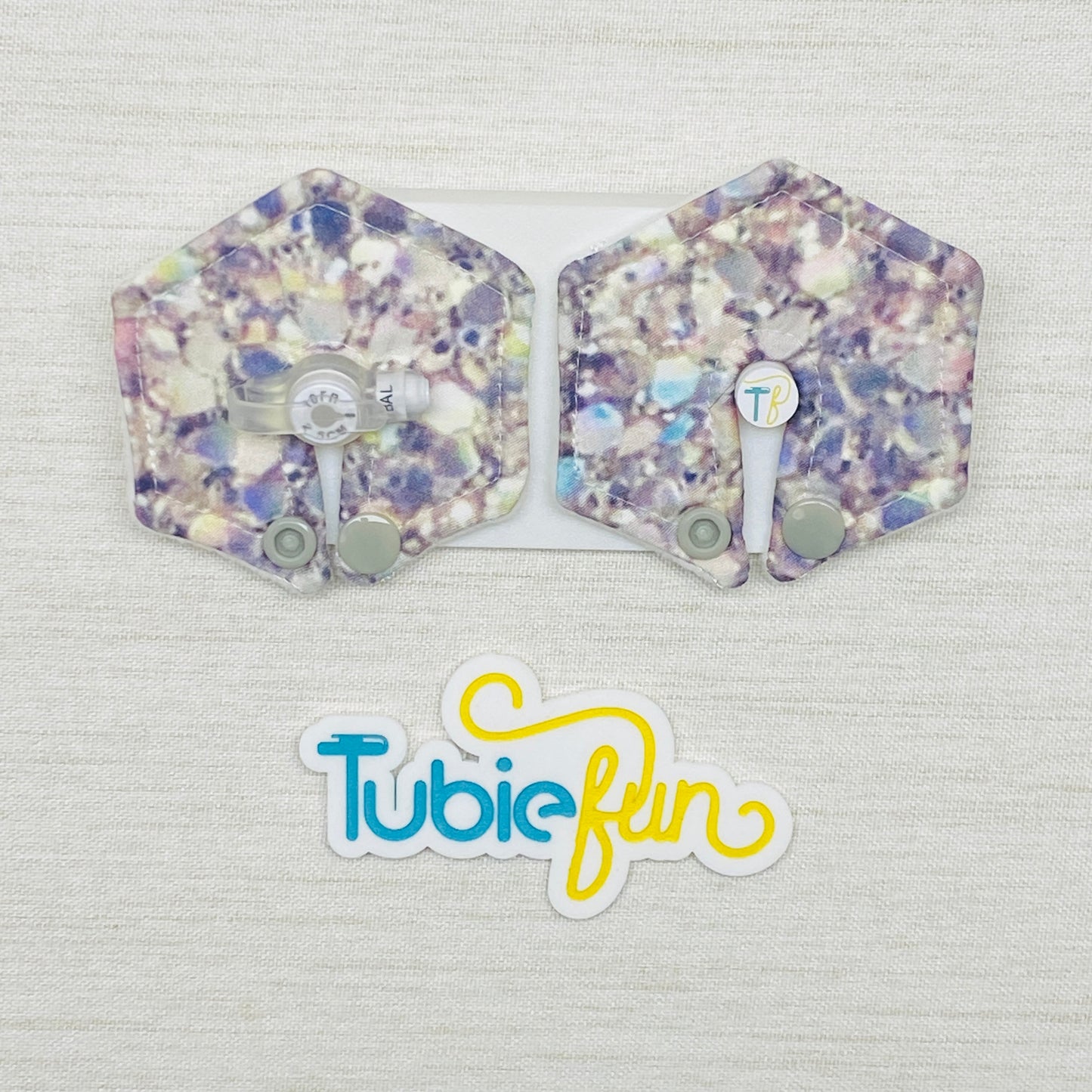 Hexagon G-Tube Button Pad Cover - Silver Gems