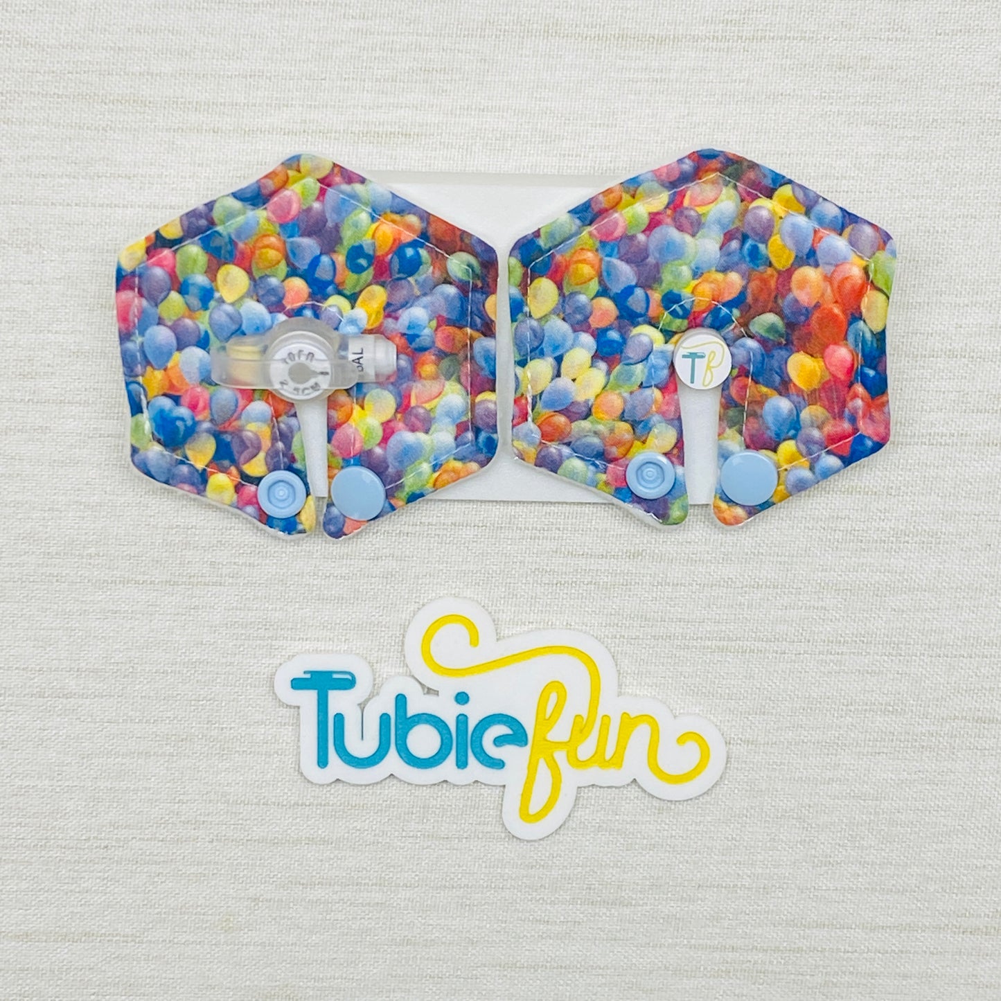 Hexagon G-Tube Button Pad Cover - Balloons