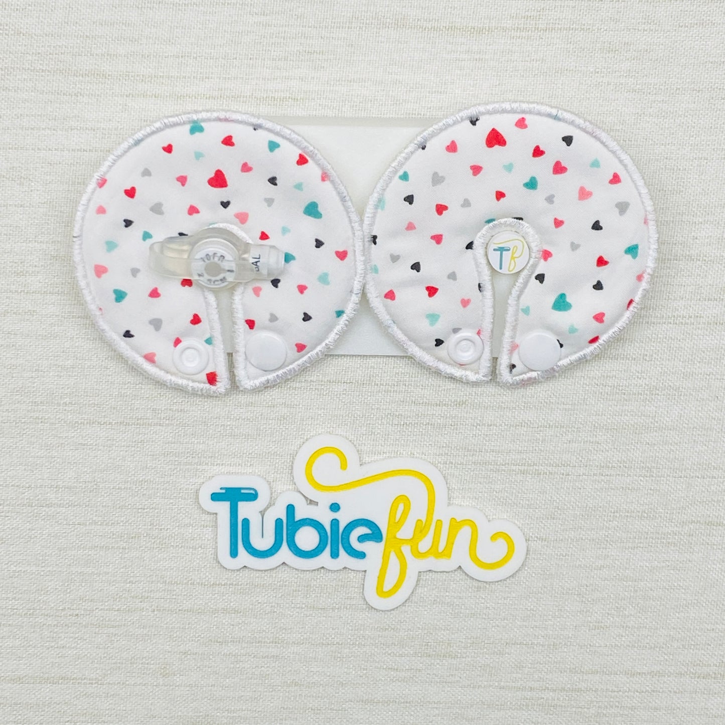 Button Pad Cover Large - Mini Coloured Hearts