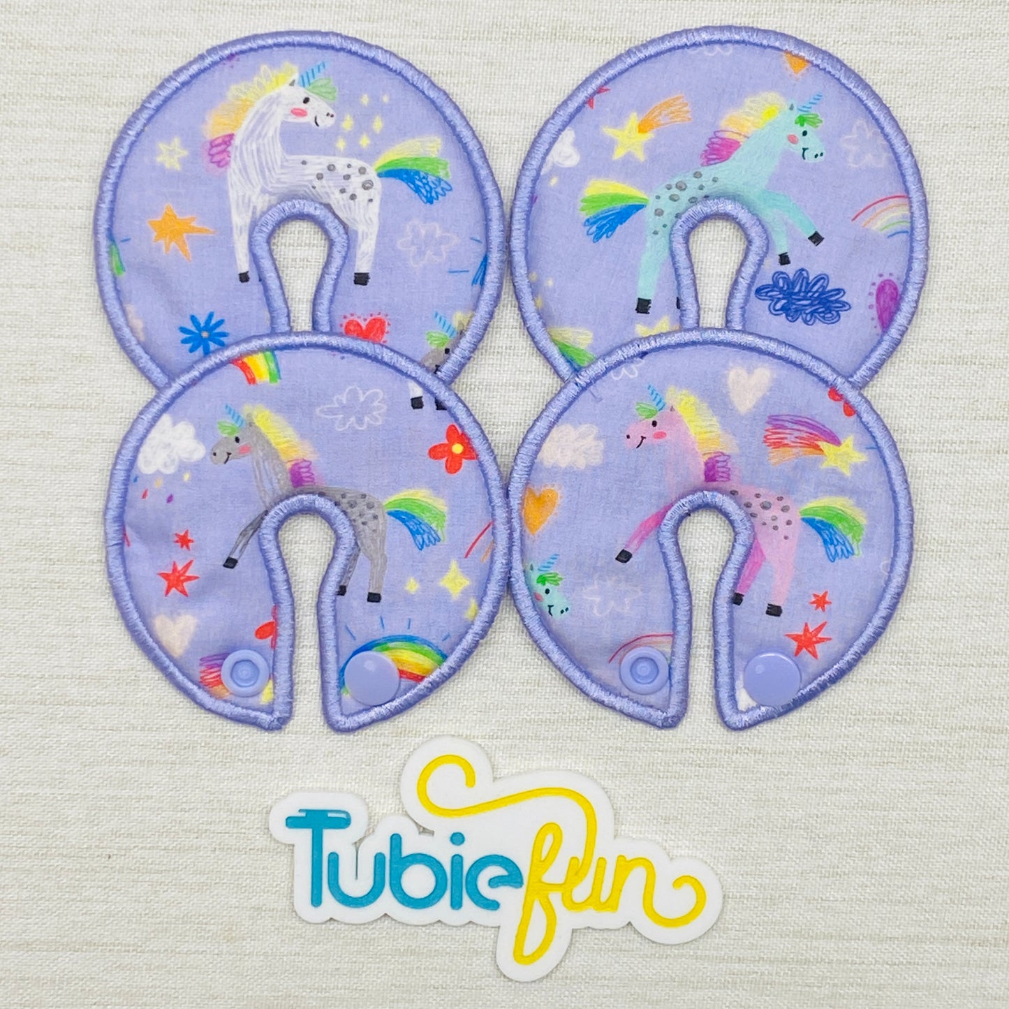 Button Pad Cover Large - Unicorns on Purple