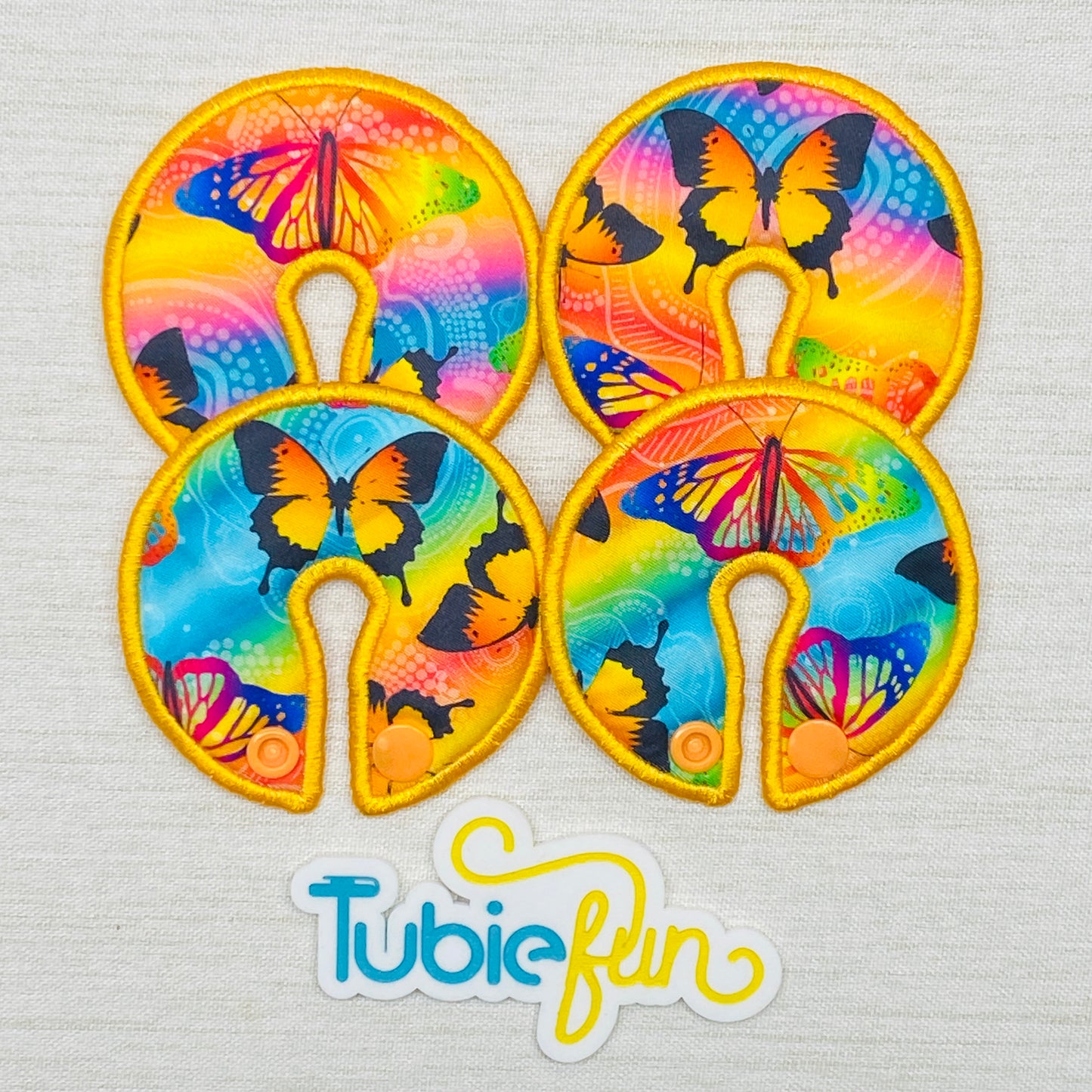 Button Pad Cover Large - Butterflies on Orange