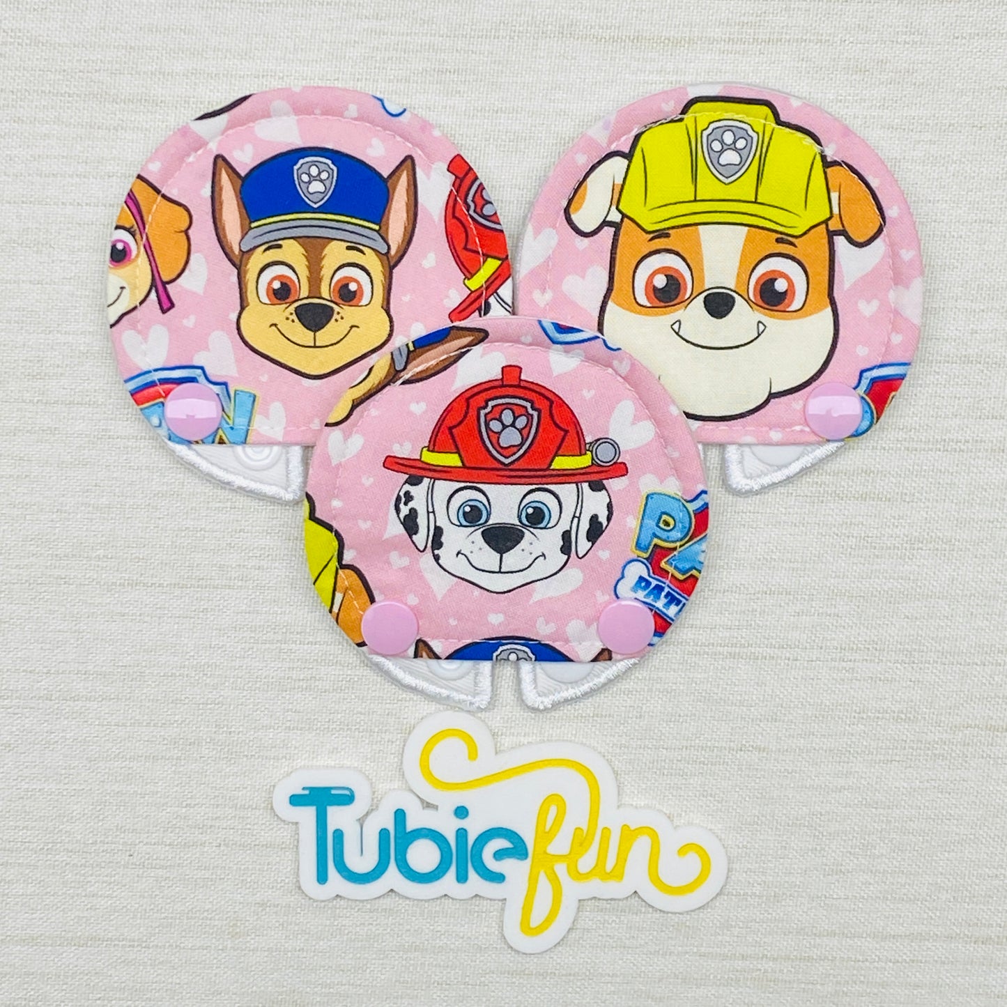 Covered Button Pad - Pups on Pink