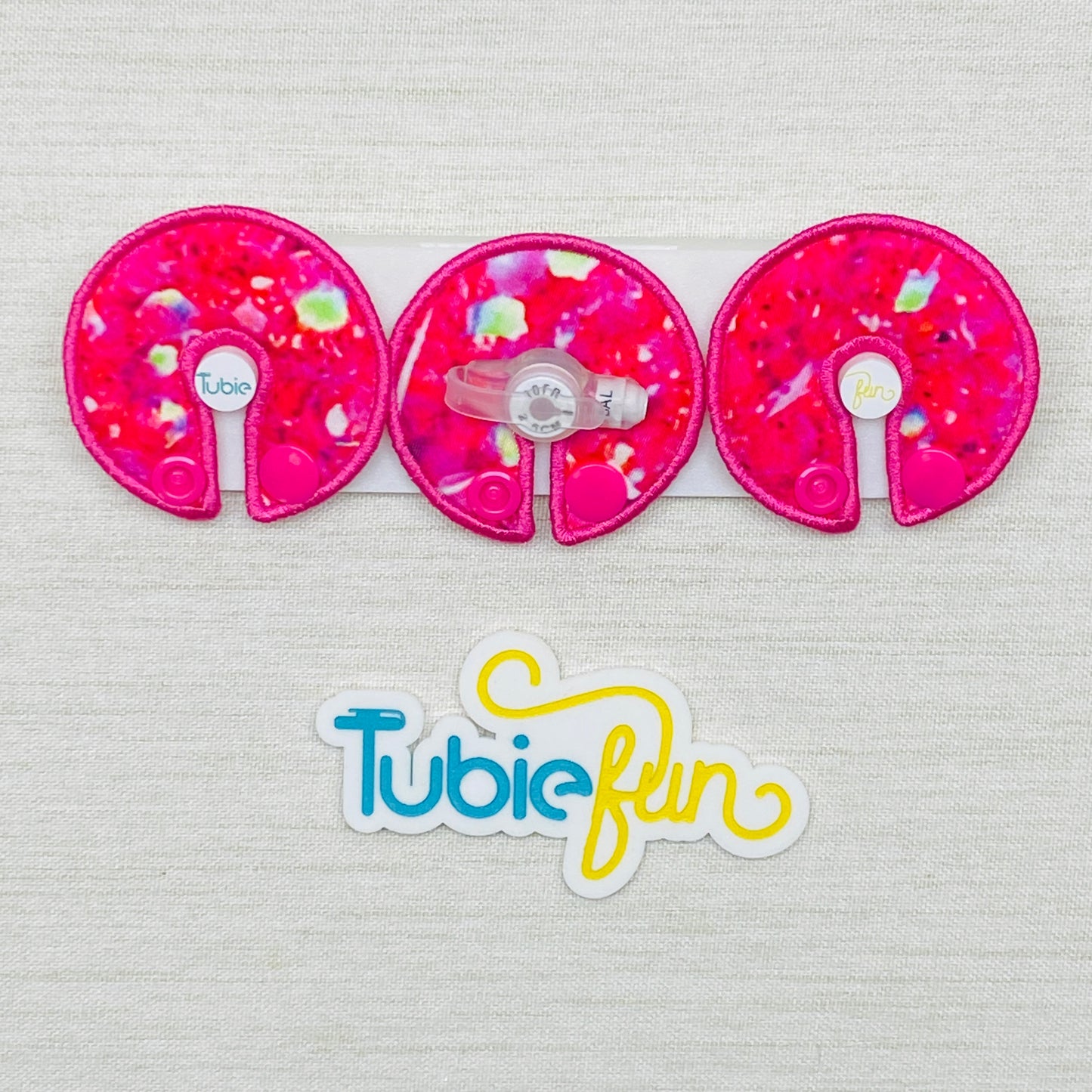 G-Tube Button Pad Cover - Pink Gems