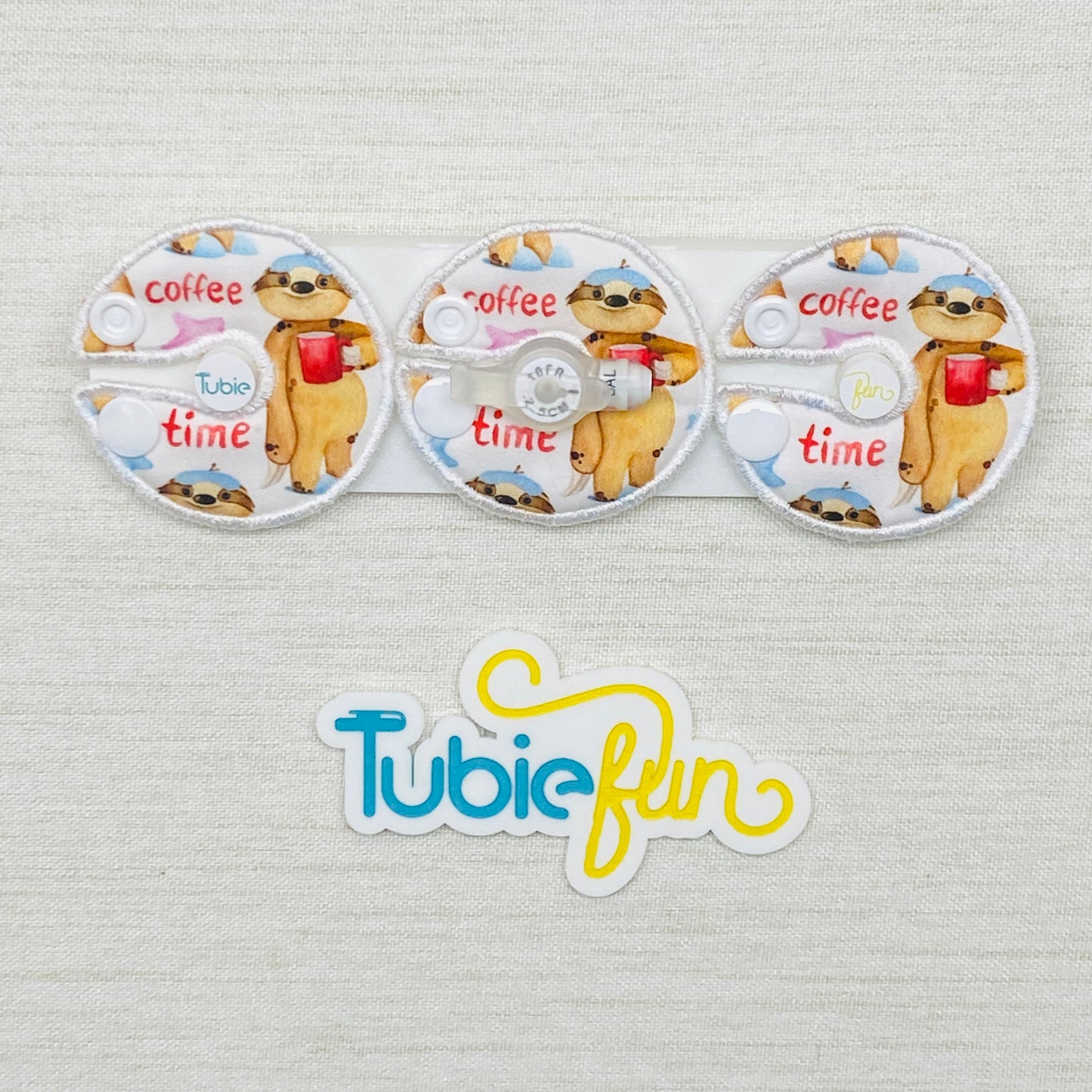 G-Tube Button Pad Cover - Coffee Slothy