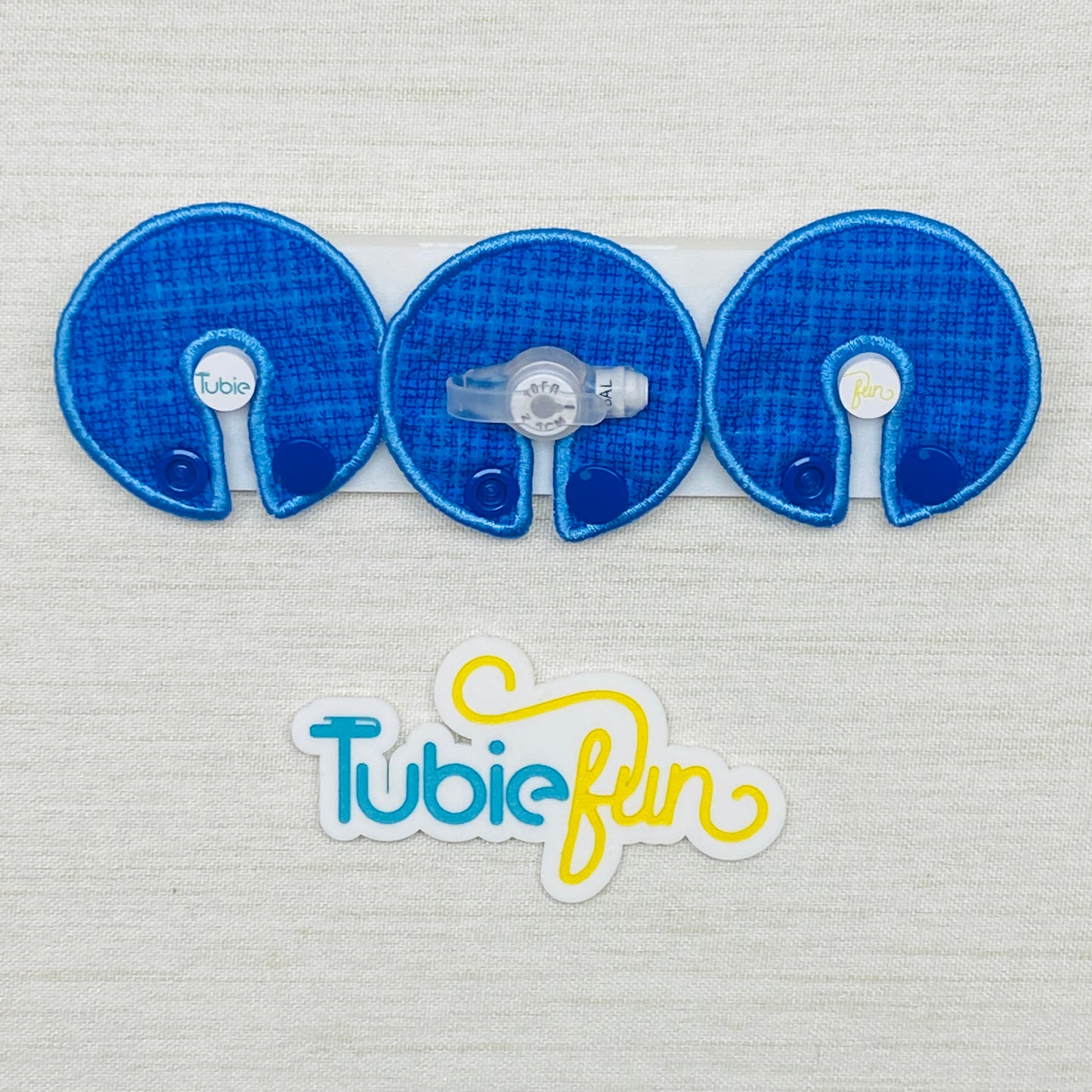G-Tube Button Pad Cover - Blue Check 2
