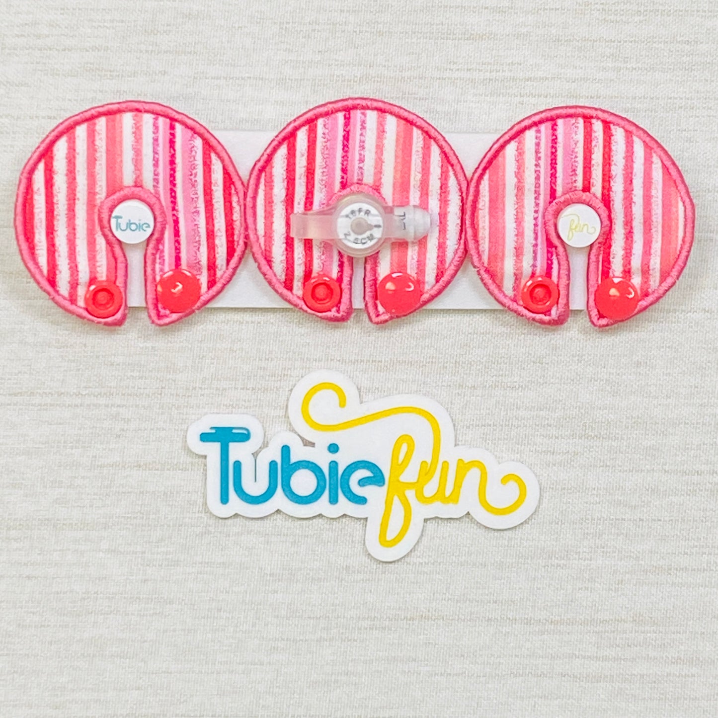 G-Tube Button Pad Cover - Pink Stripes