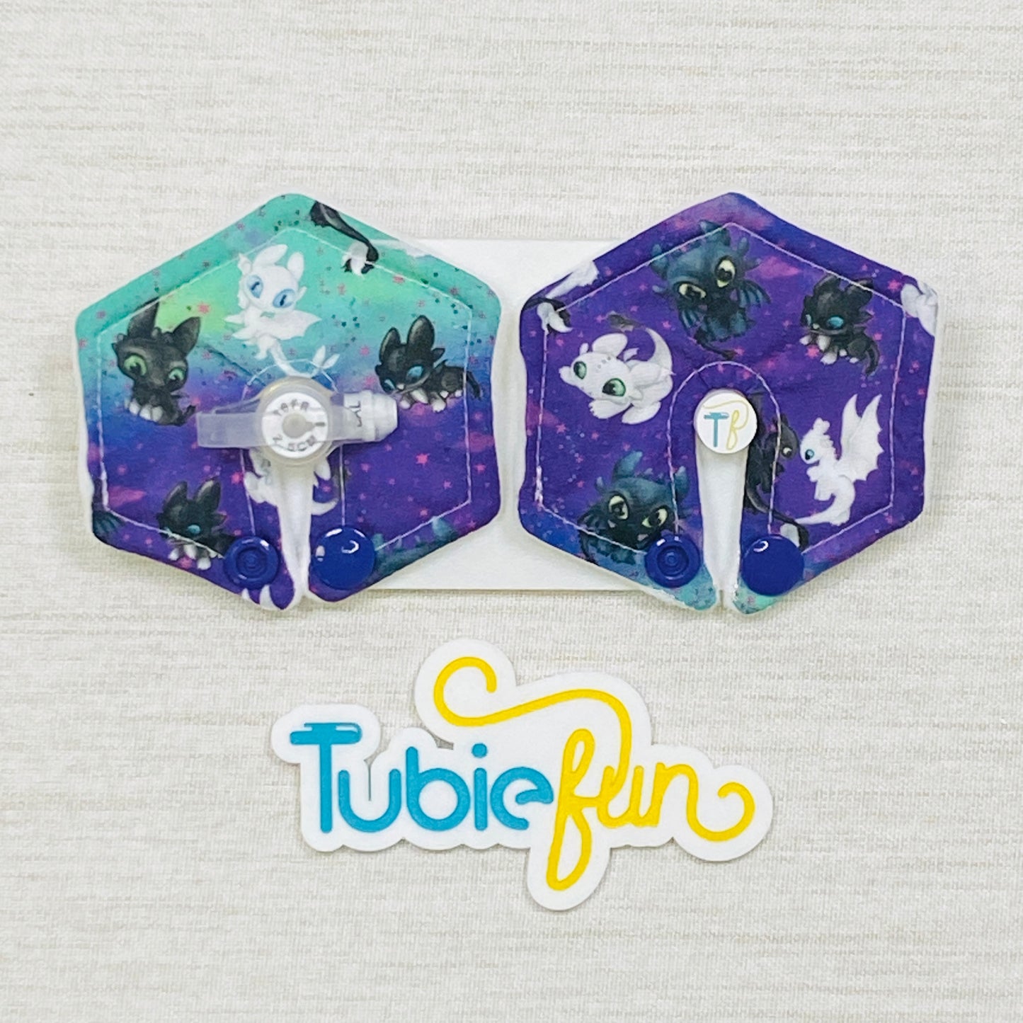 Hexagon G-Tube Button Pad Cover - Dragons