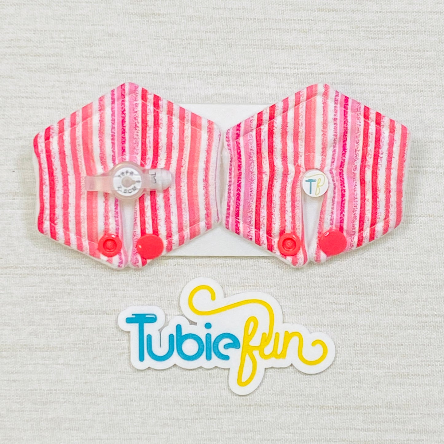 Hexagon G-Tube Button Pad Cover - Pink Stripes