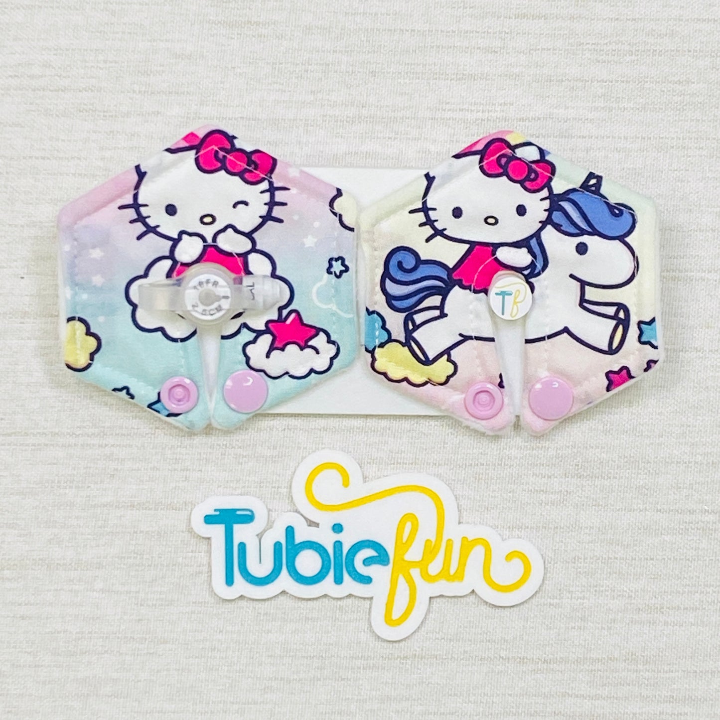 Hexagon G-Tube Button Pad Cover - Kitty 2