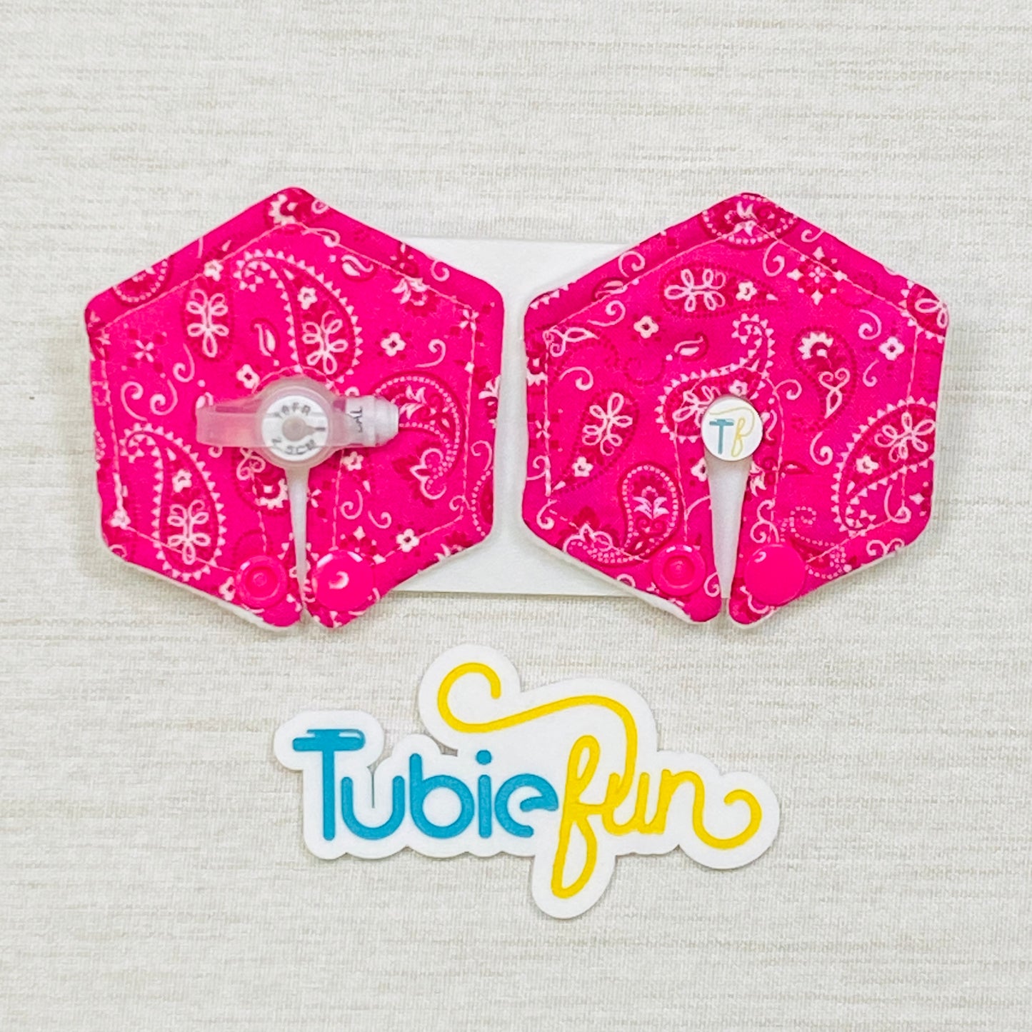 Hexagon G-Tube Button Pad Cover - Pink Paisley
