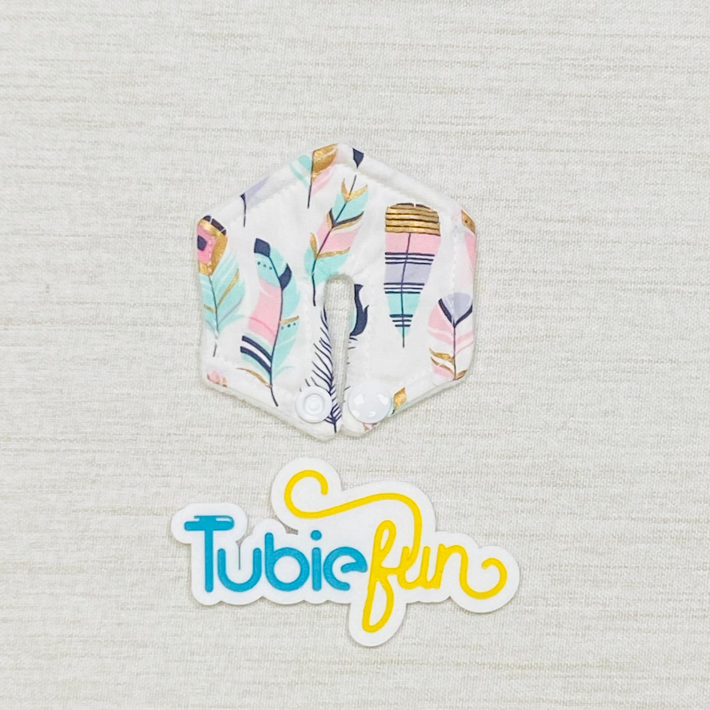 Hexagon G-Tube Button Pad Cover - Feathers