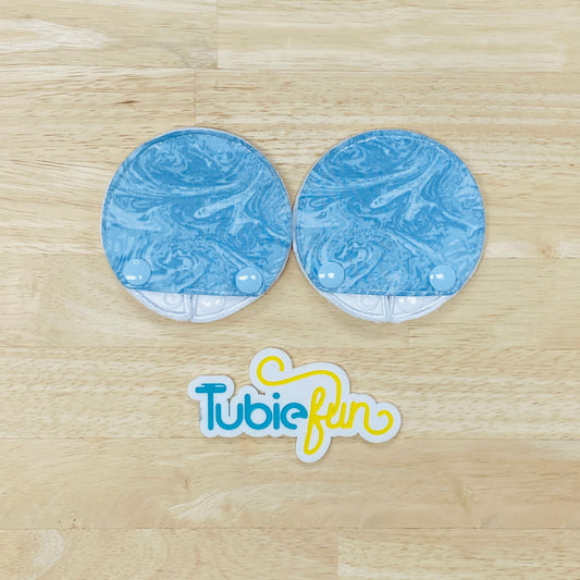 Covered Chait Button Pad Covers - Blue/Grey Swirl
