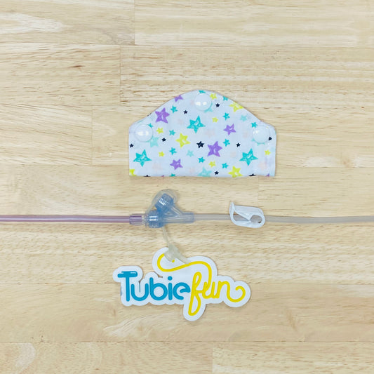 Feeding Tube Mini Connection Cover - Purple, Teal and Star