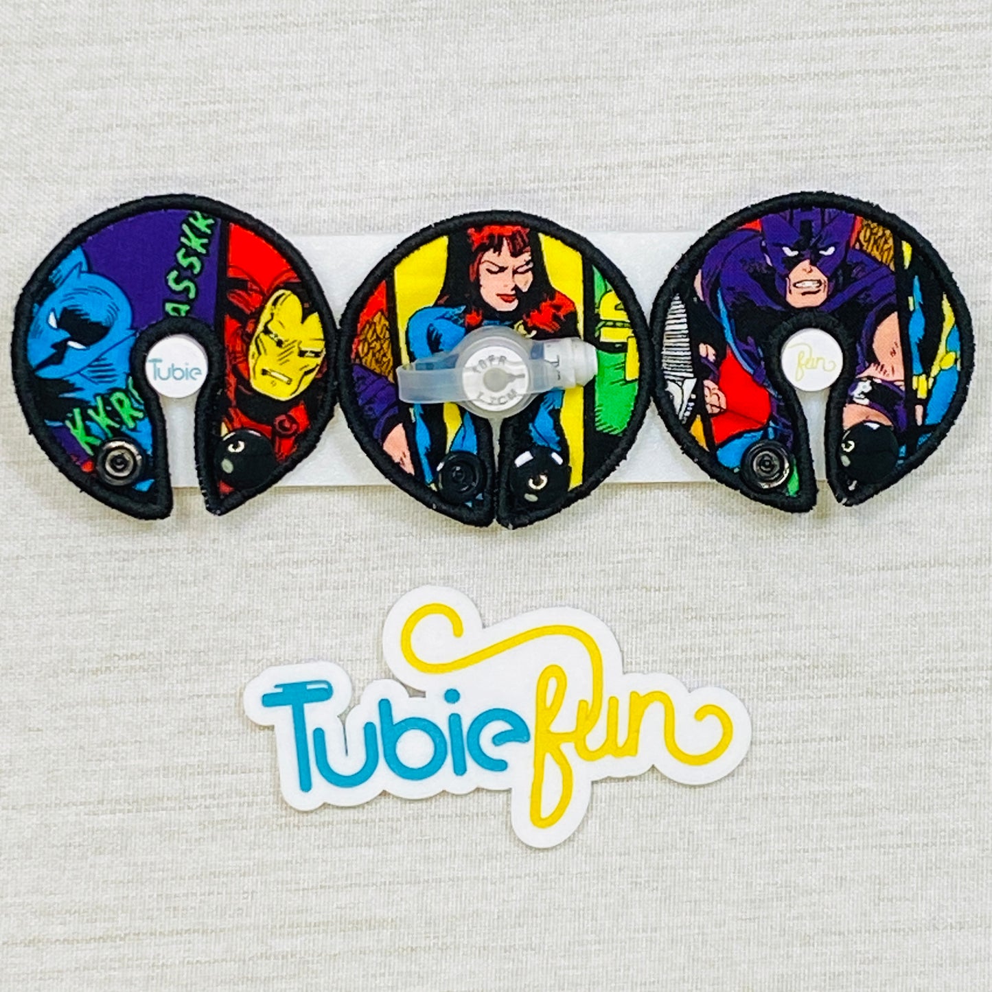 G-Tube Button Pad Cover - Hero's on Black