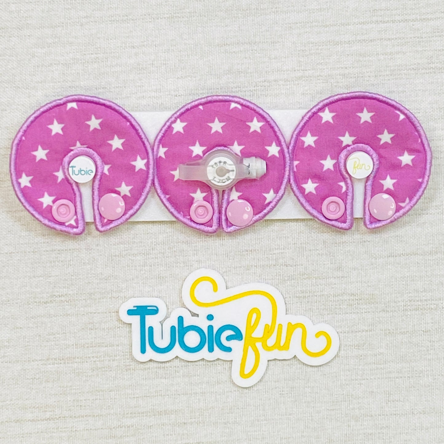 G-Tube Button Pad Cover - White Stars on Purple