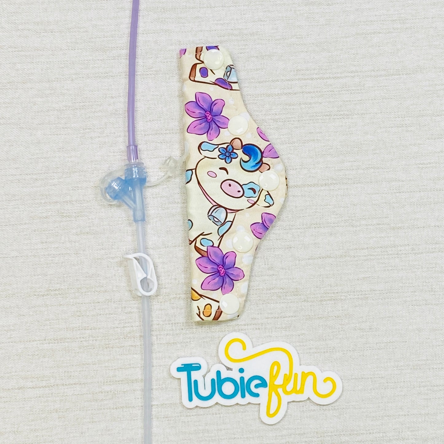 Feeding Tube Connection Cover - Cows and Flowers