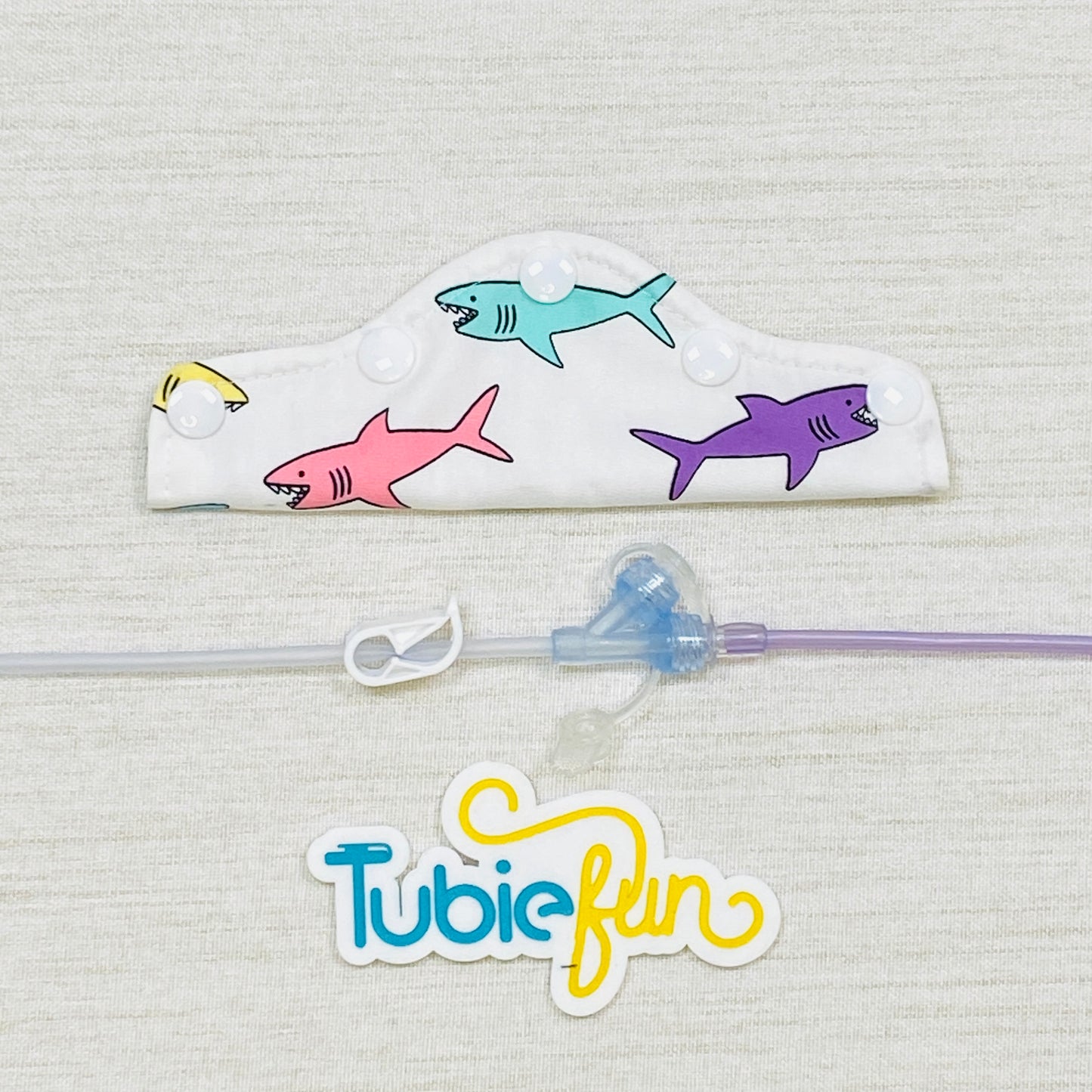 Feeding Tube Connection Cover - Coloured Sharks
