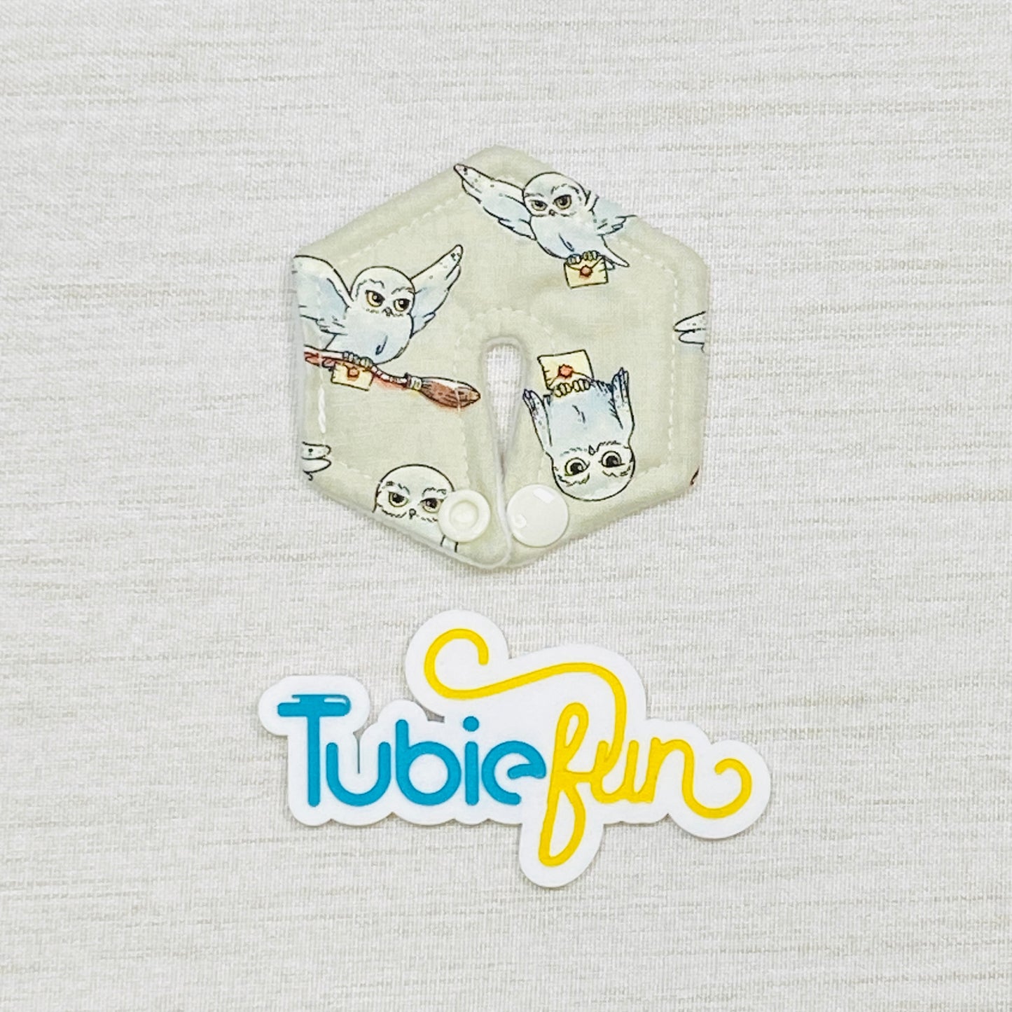 Hexagon G-Tube Button Pad Cover - Wizard Owls