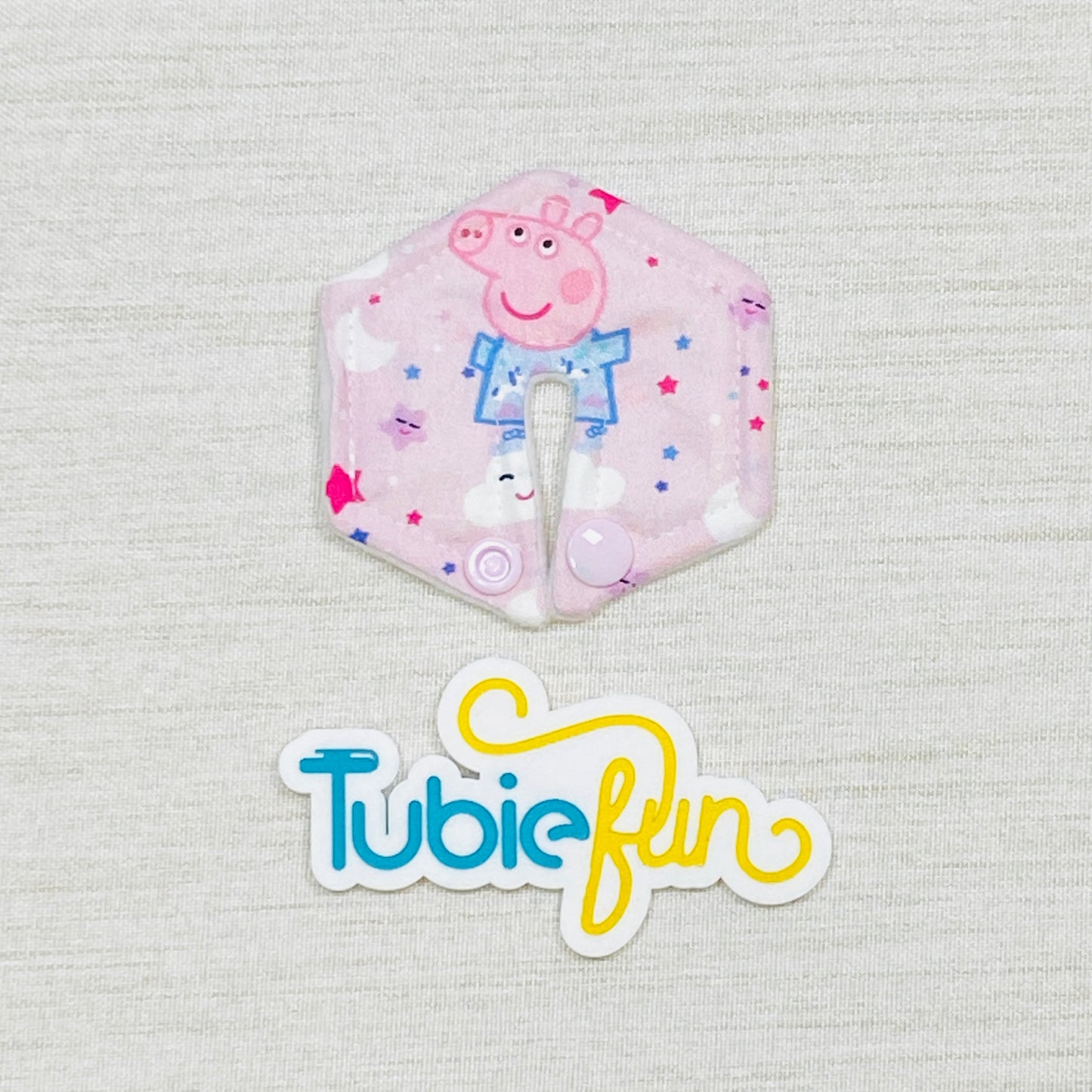 Hexagon G-Tube Button Pad Cover - Pink Pig