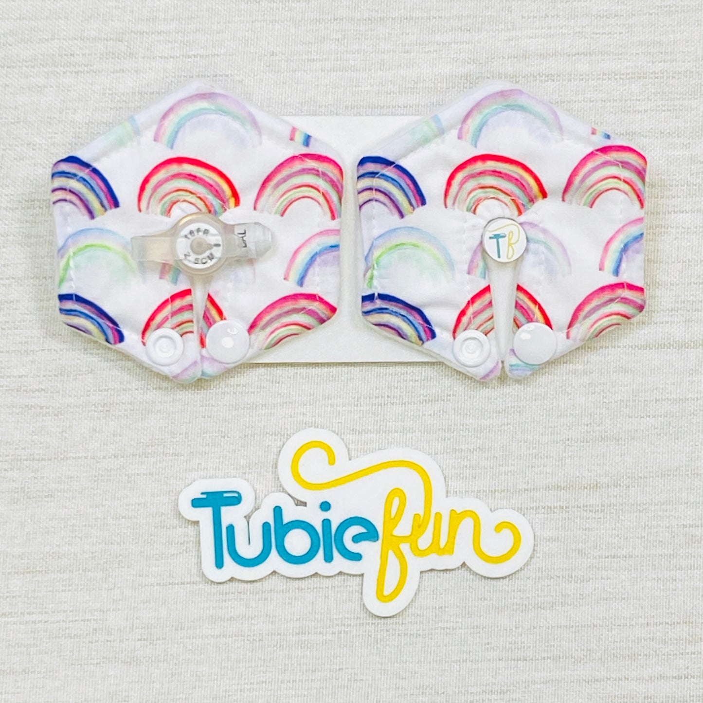 Hexagon G-Tube Button Pad Cover - Rainbows