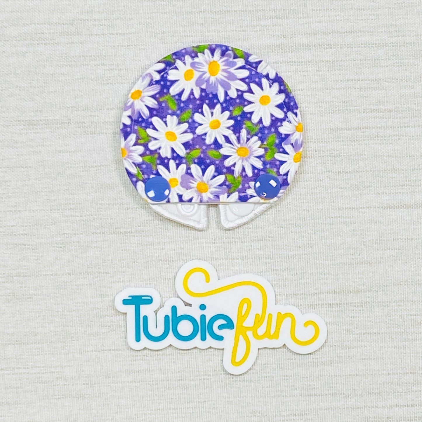 Covered Button Pad - White Flowers on Purple