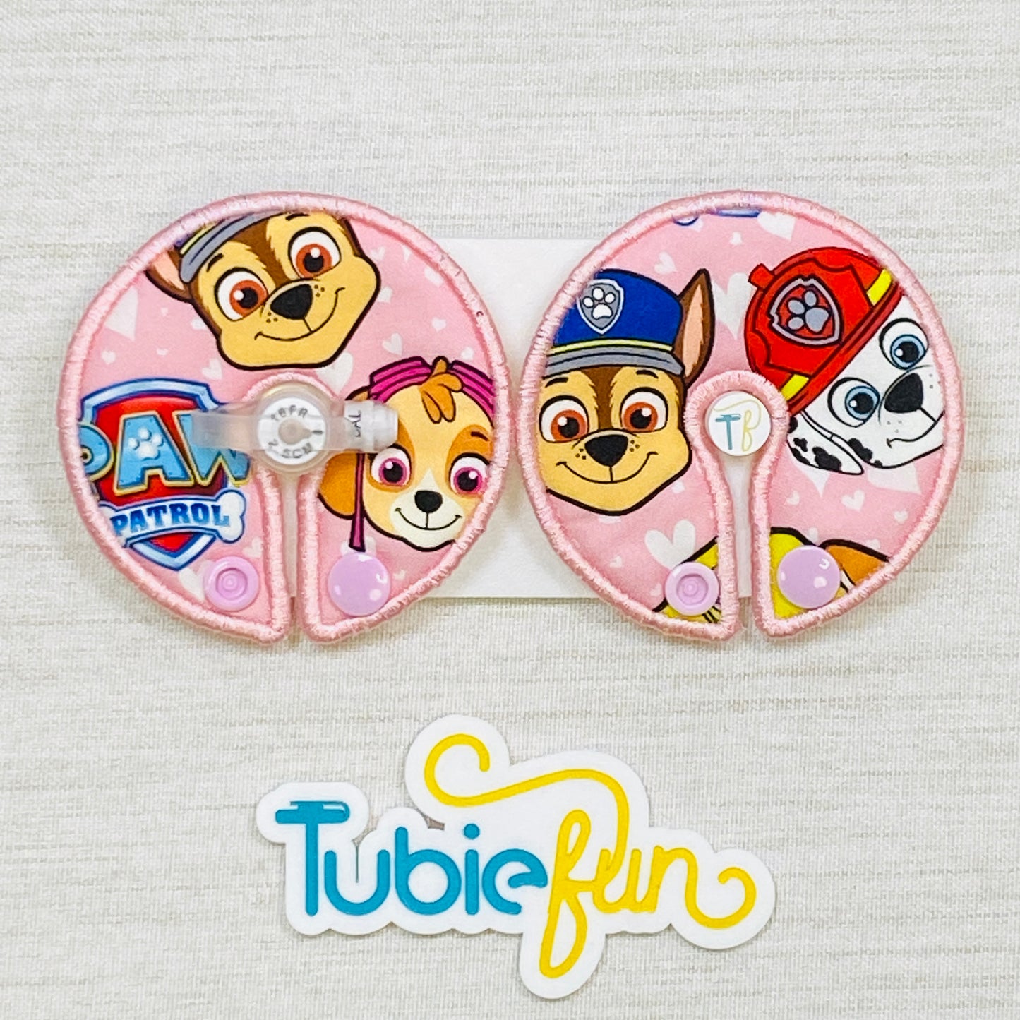 Button Pad Cover Large - Pup Patrol on Pink