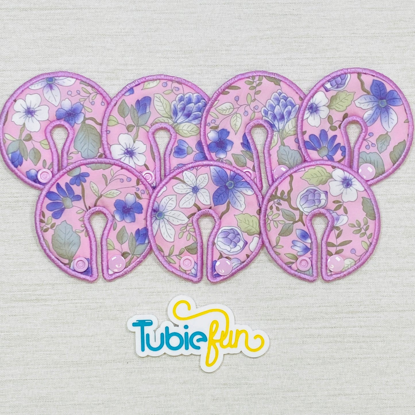 Button Pad Cover Large - Flowers on Purple