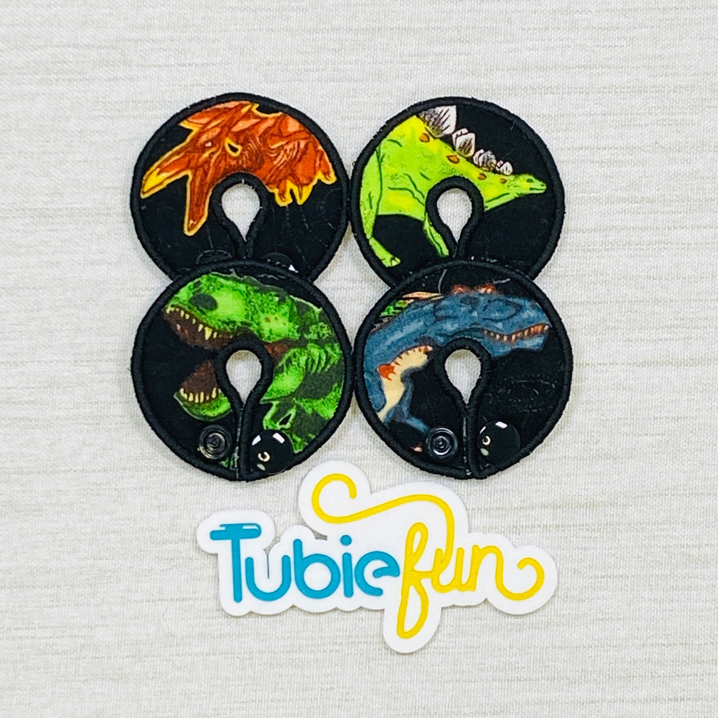G-Tube Button Pad Cover - Dino's on Black