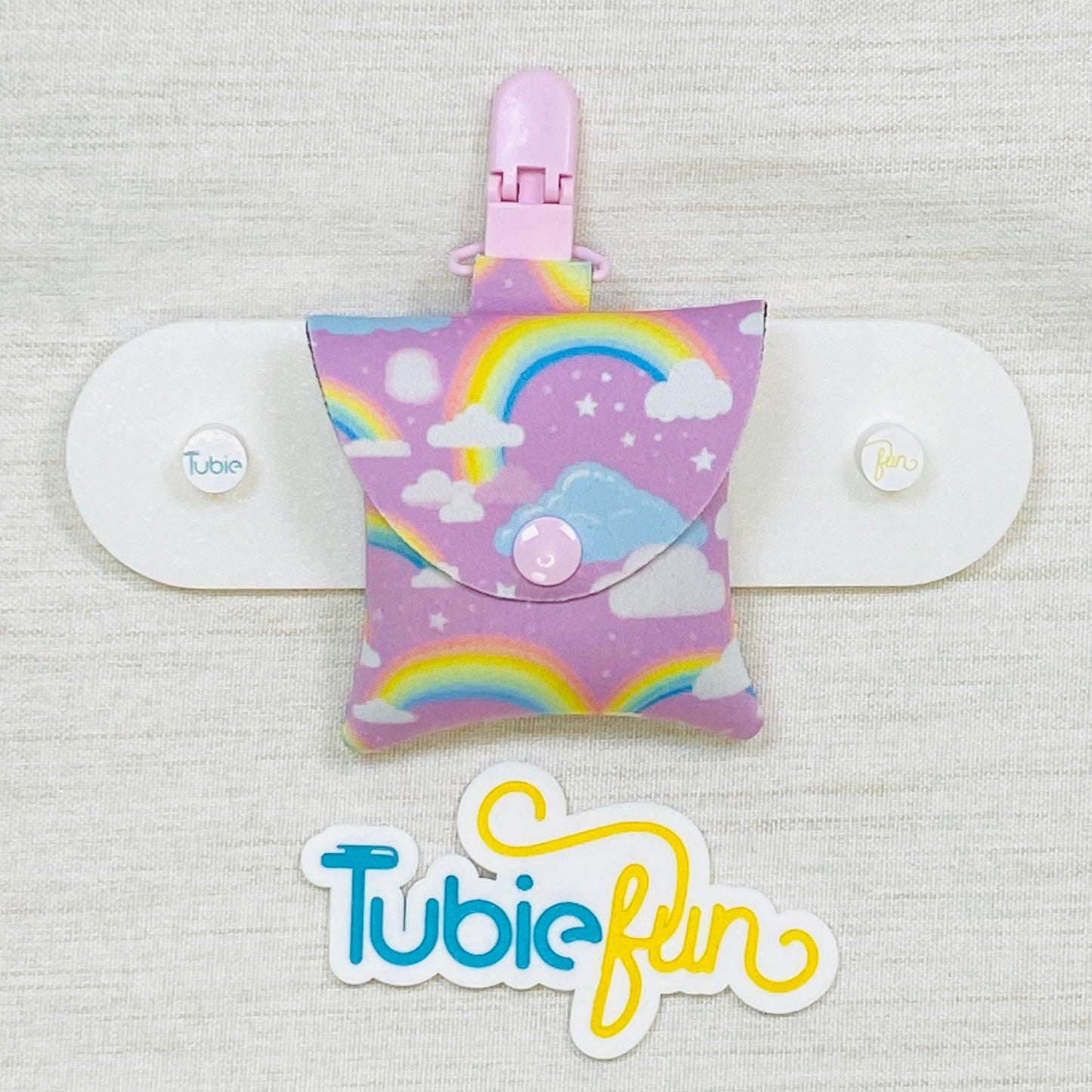 Neoprene Tubing Pouch - Rainbows on Purple