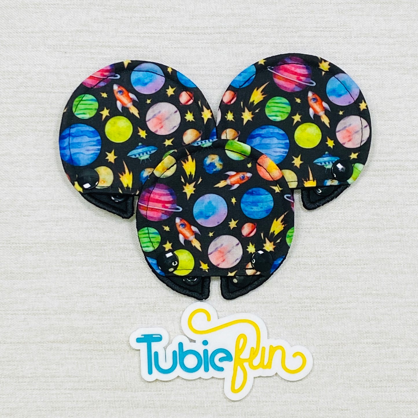 Covered Button Pad - Rockets and Space on Black