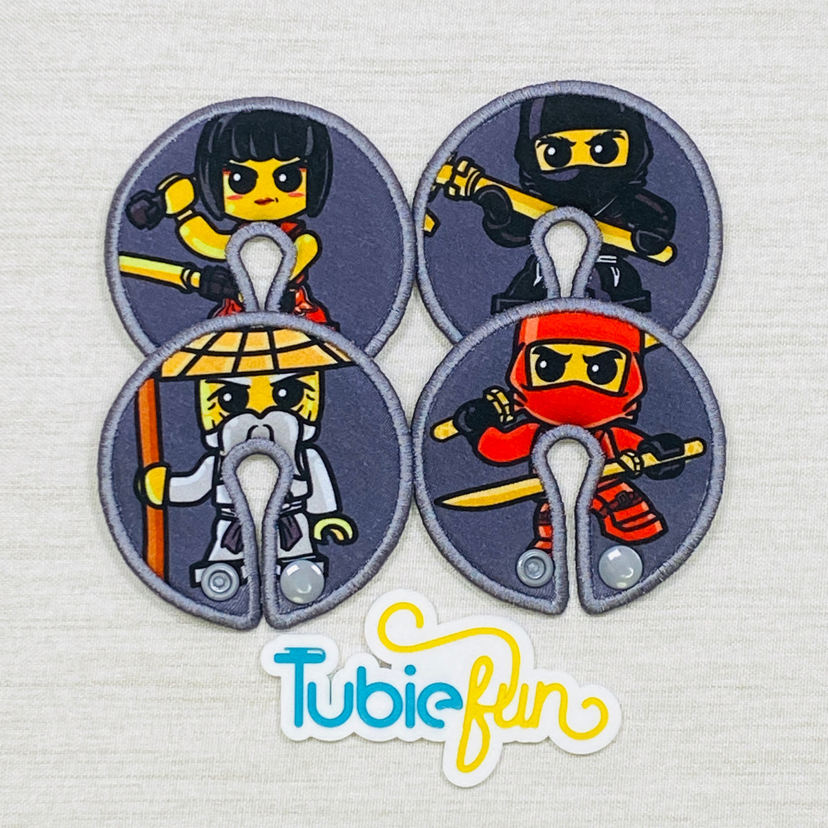 Button Pad Cover Large - Ninjas on Grey