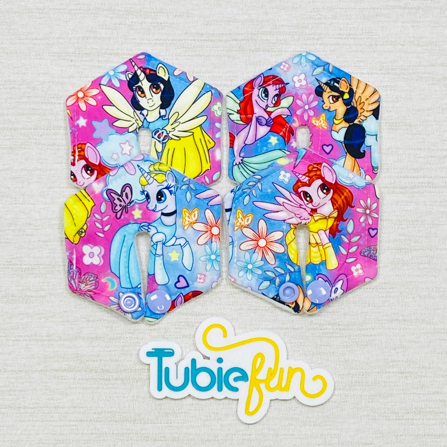 Hexagon G-Tube Button Pad Cover - Princess Ponies