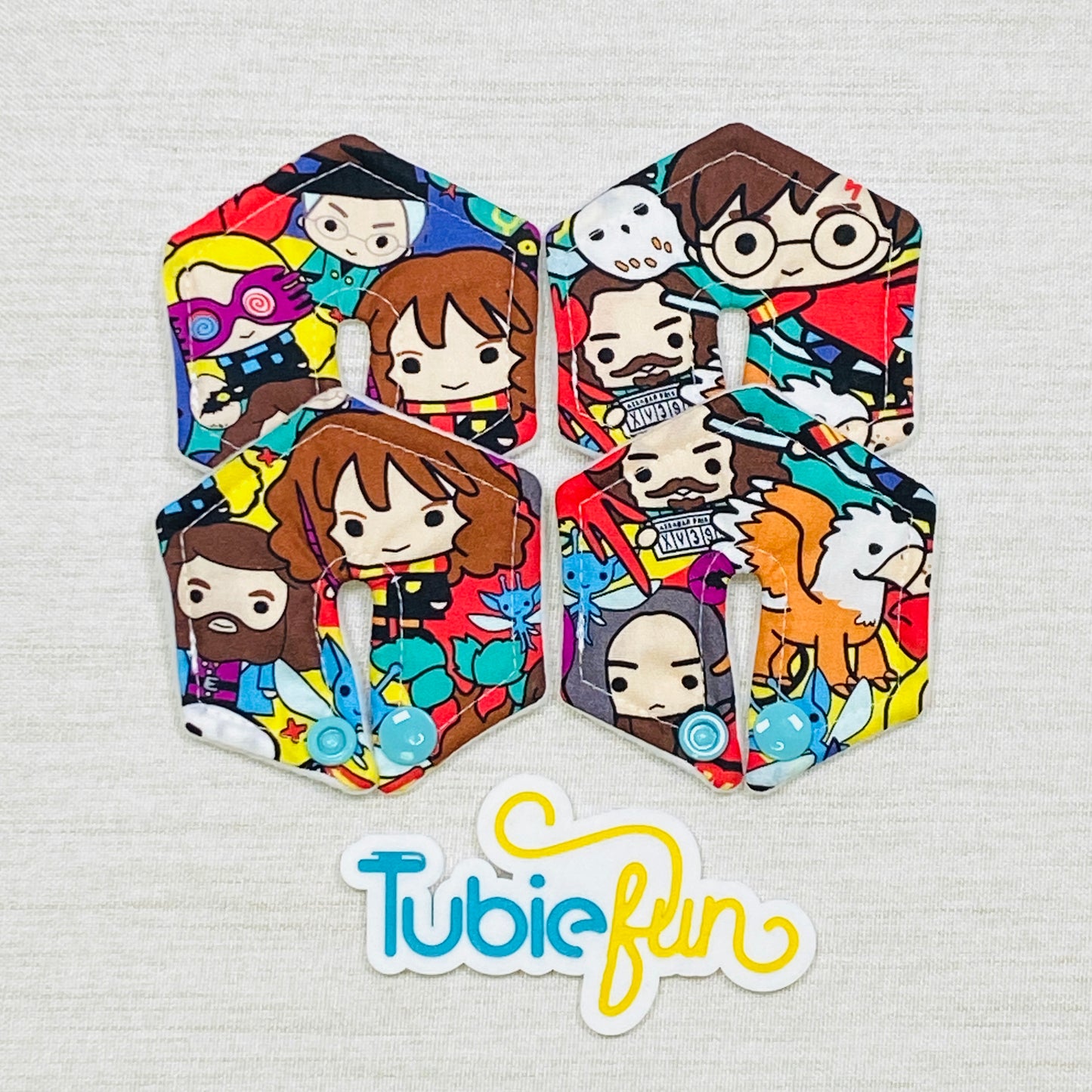 Hexagon G-Tube Button Pad Cover - Wizard and Friends