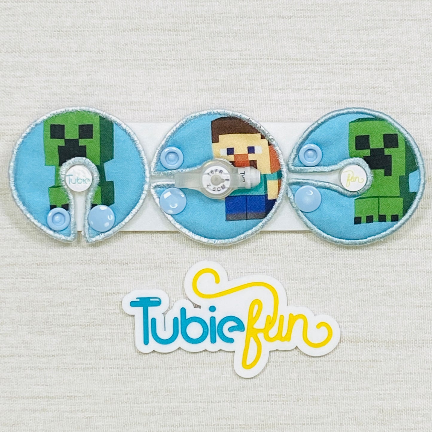G-Tube Button Pad Cover - Brick People on Blue