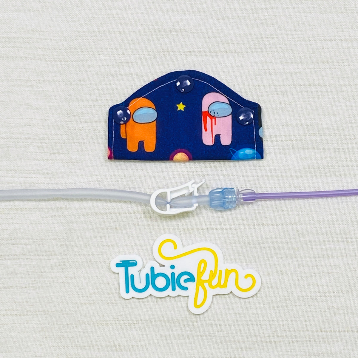 Feeding Tube Mini Connection Cover - Hidden People on Purple