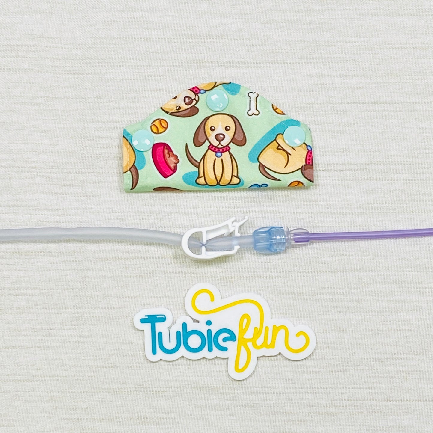 Feeding Tube Mini Connection Cover - Dogs on Mint