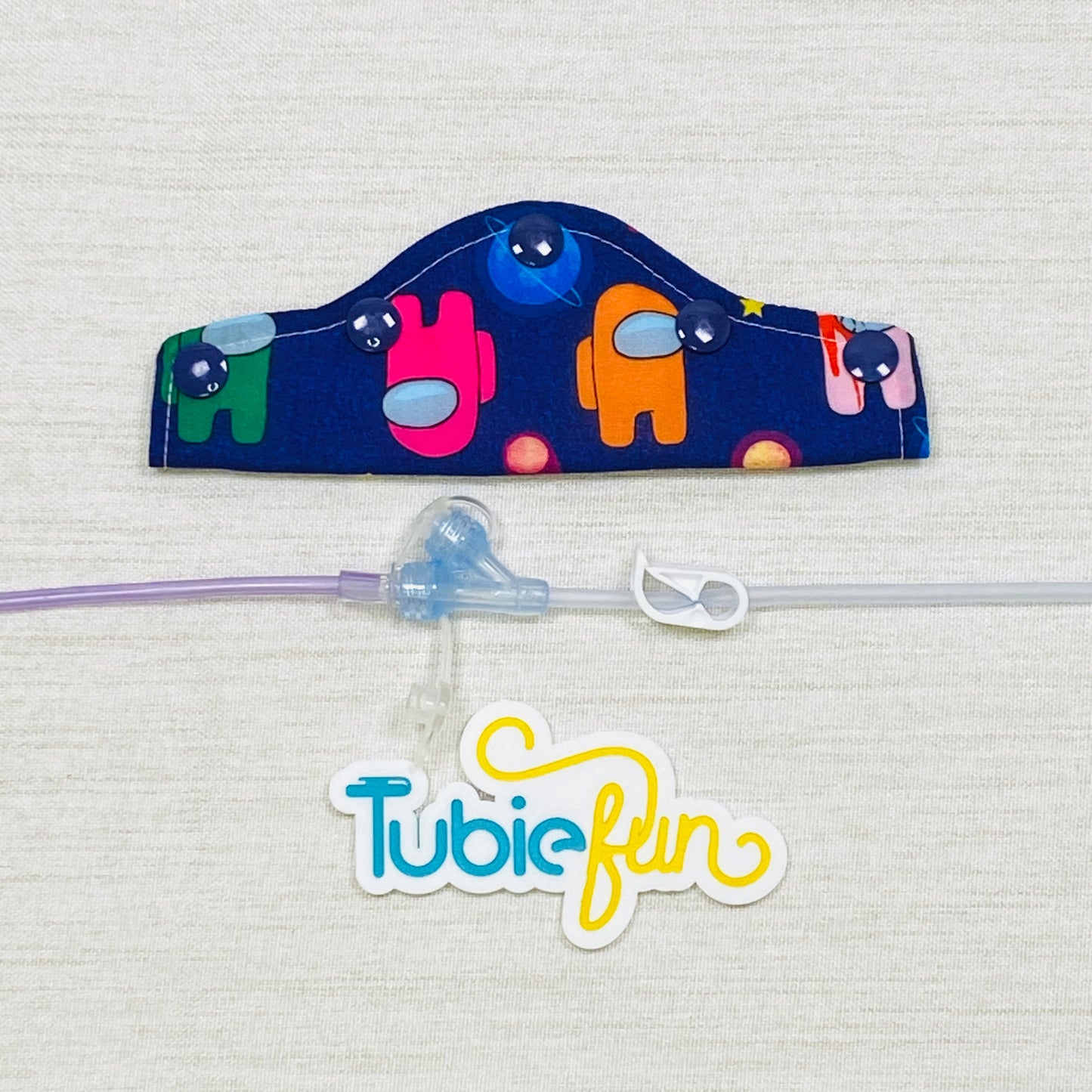 Feeding Tube Connection Cover - Hidden People on Purple
