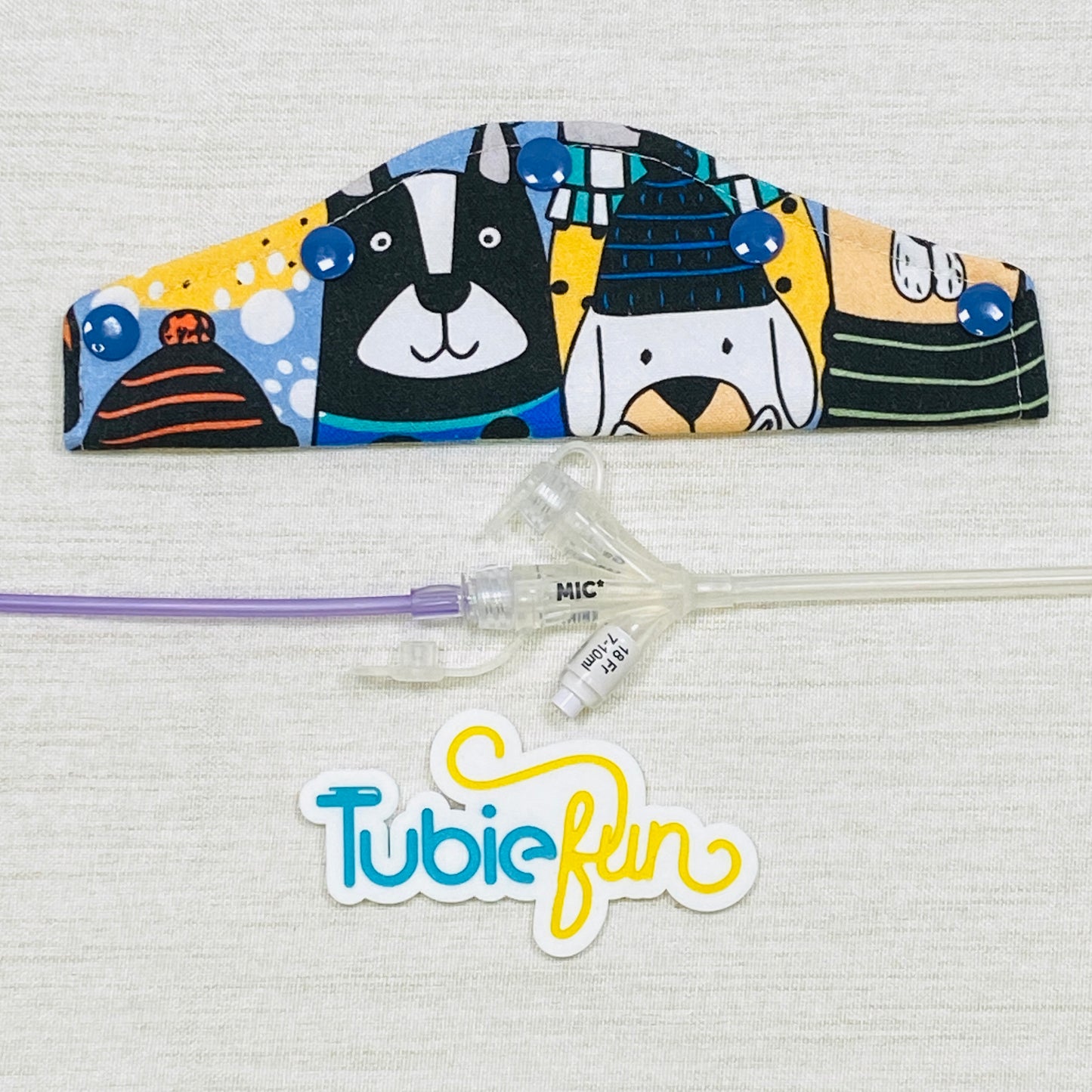 Large Feeding Tube Connection Cover - Dog Faces