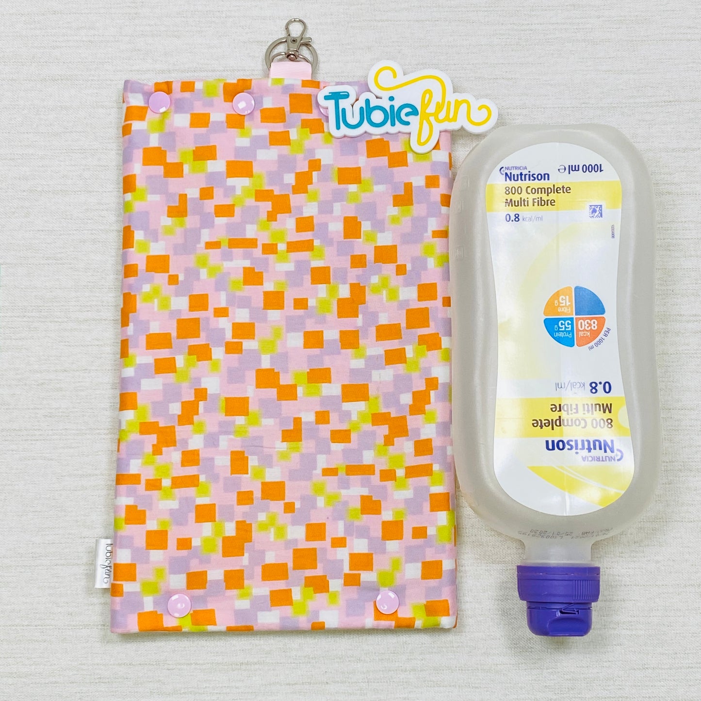Insulated Milk Bag Suitable for 1L Flocare and 500ml Flexitaners - Pink and Orange Squares