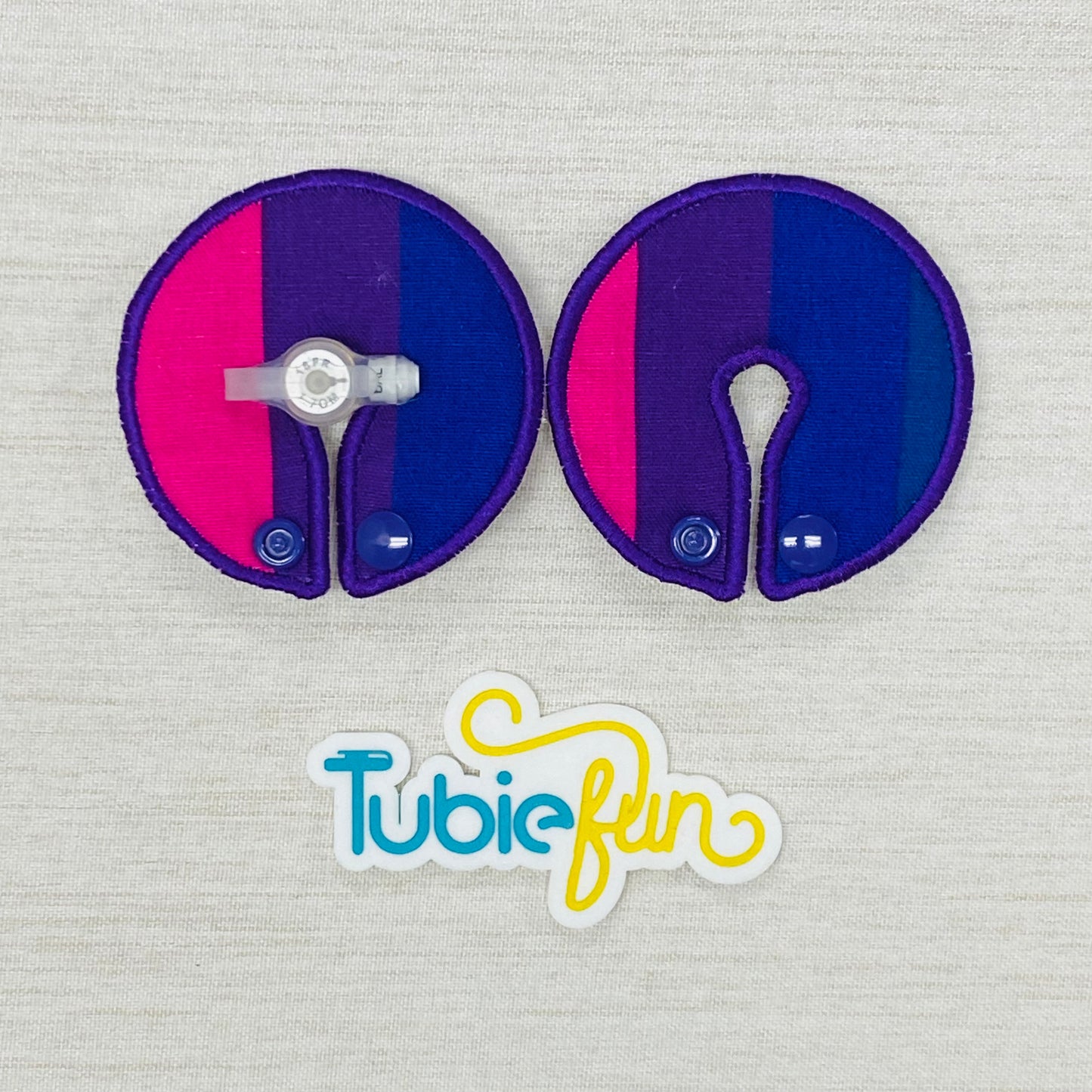 Button Pad Cover Large - Purple and Pink Stripes