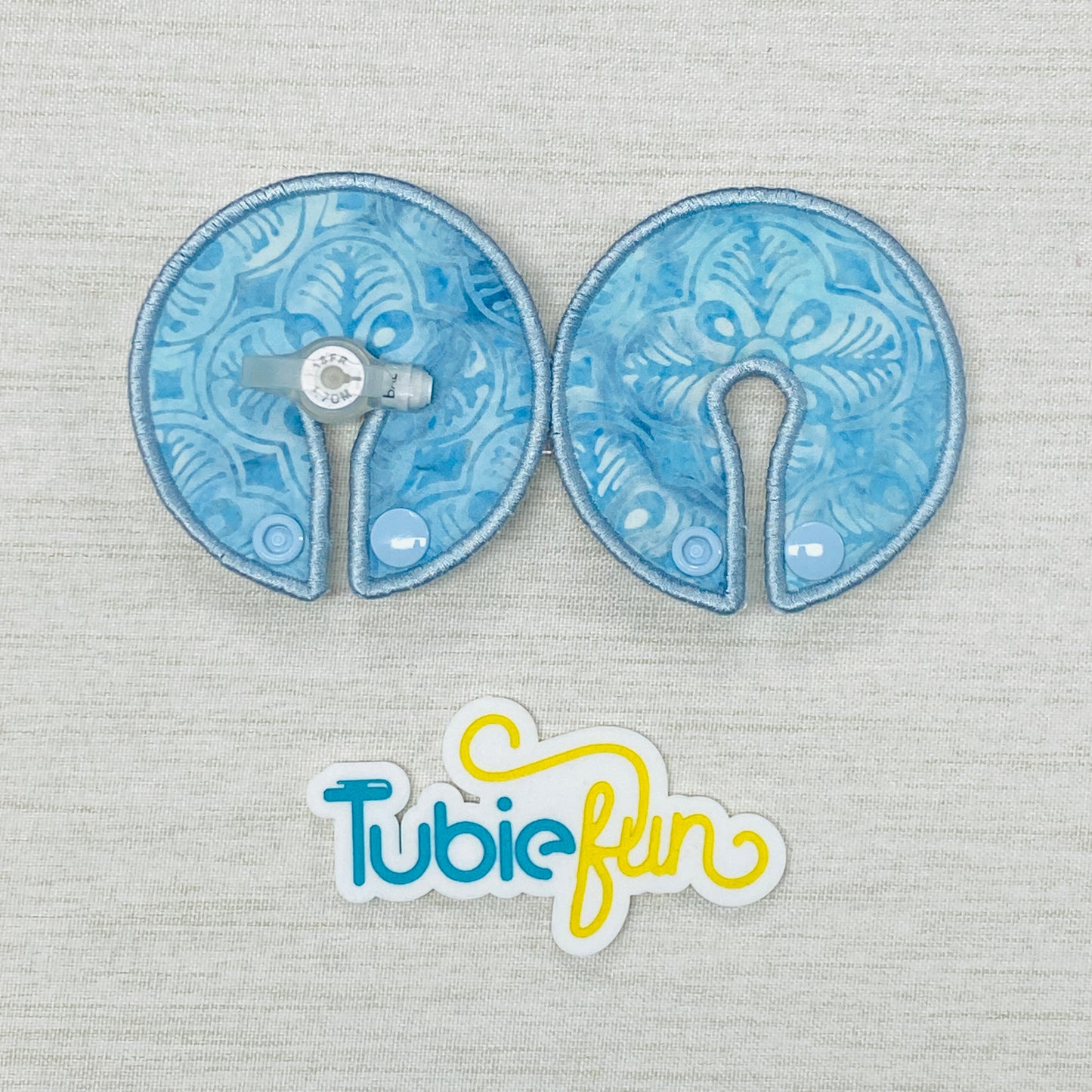 Button Pad Cover Large - Blue Flowers with Vines