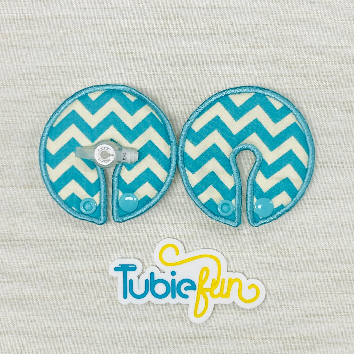Button Pad Cover Large - Teal Chevron