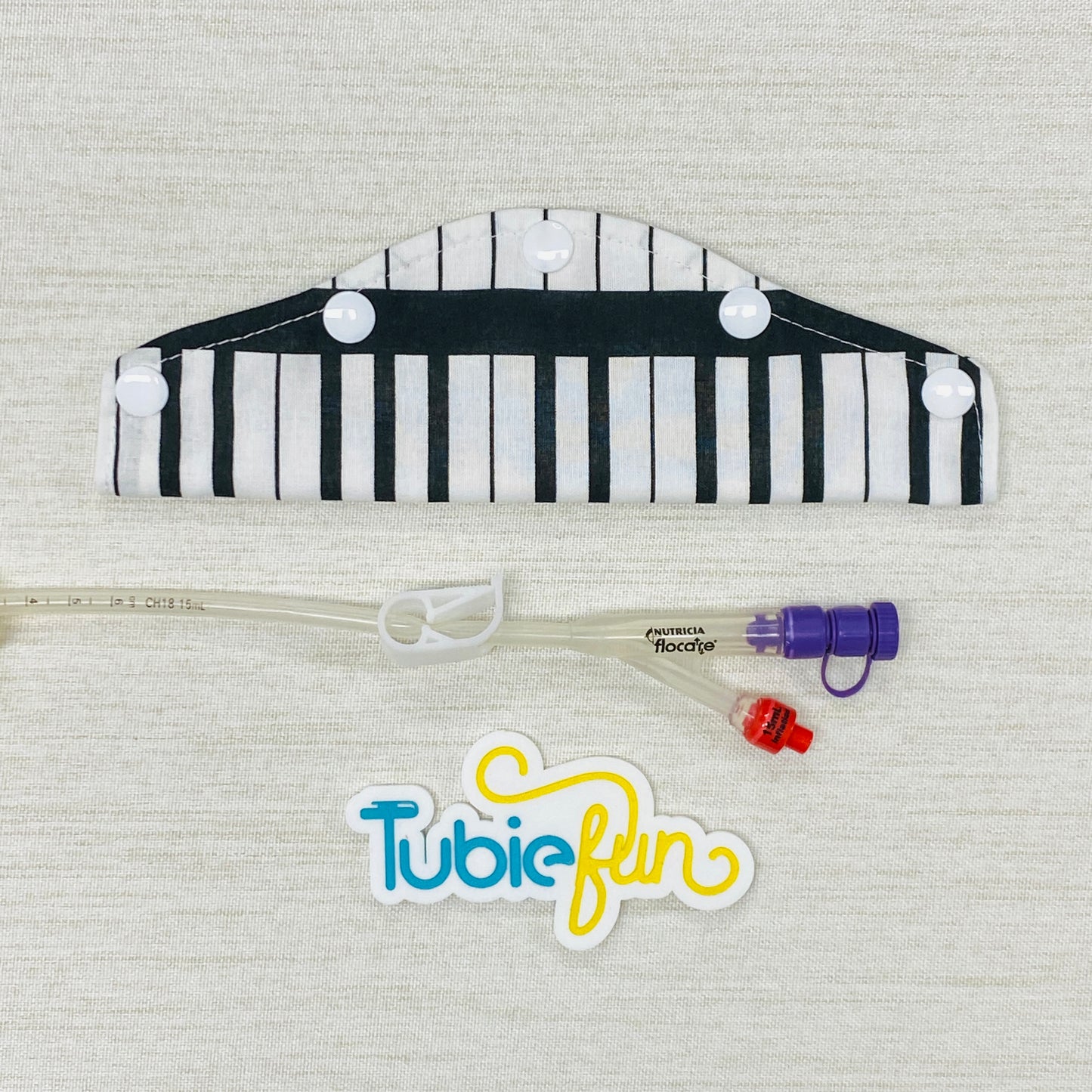 Large Feeding Tube Connection Cover - Piano Keys