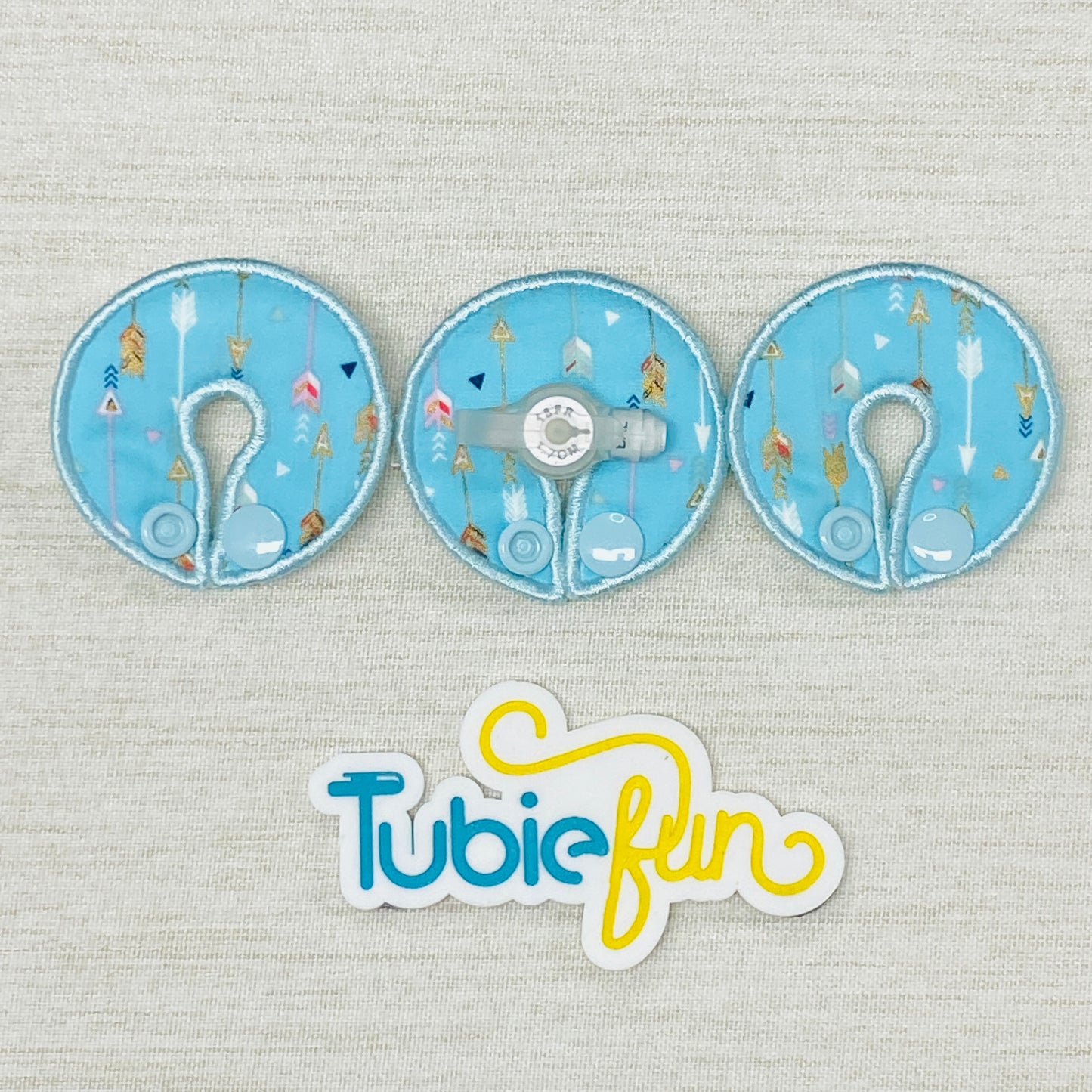 G-Tube Button Pad Cover - Arrows on Blue