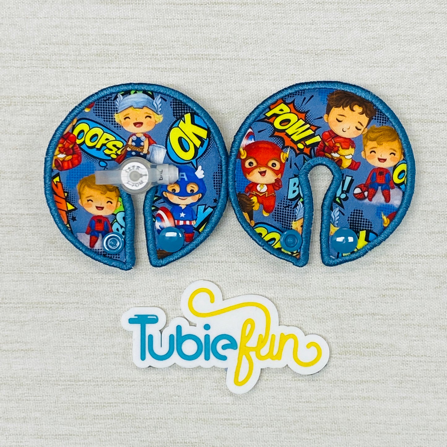 Button Pad Cover Large - Hero's on Blue