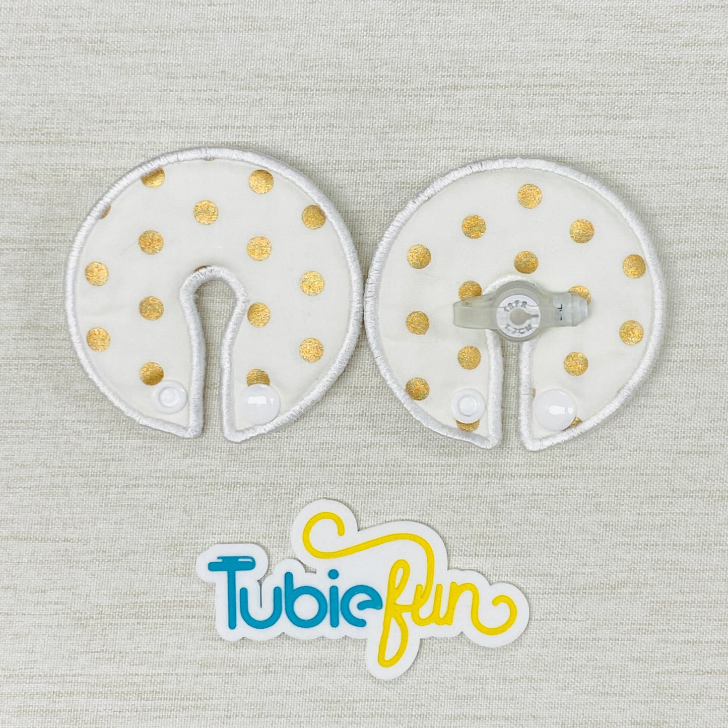 Button Pad Cover Large - Gold Dots on White