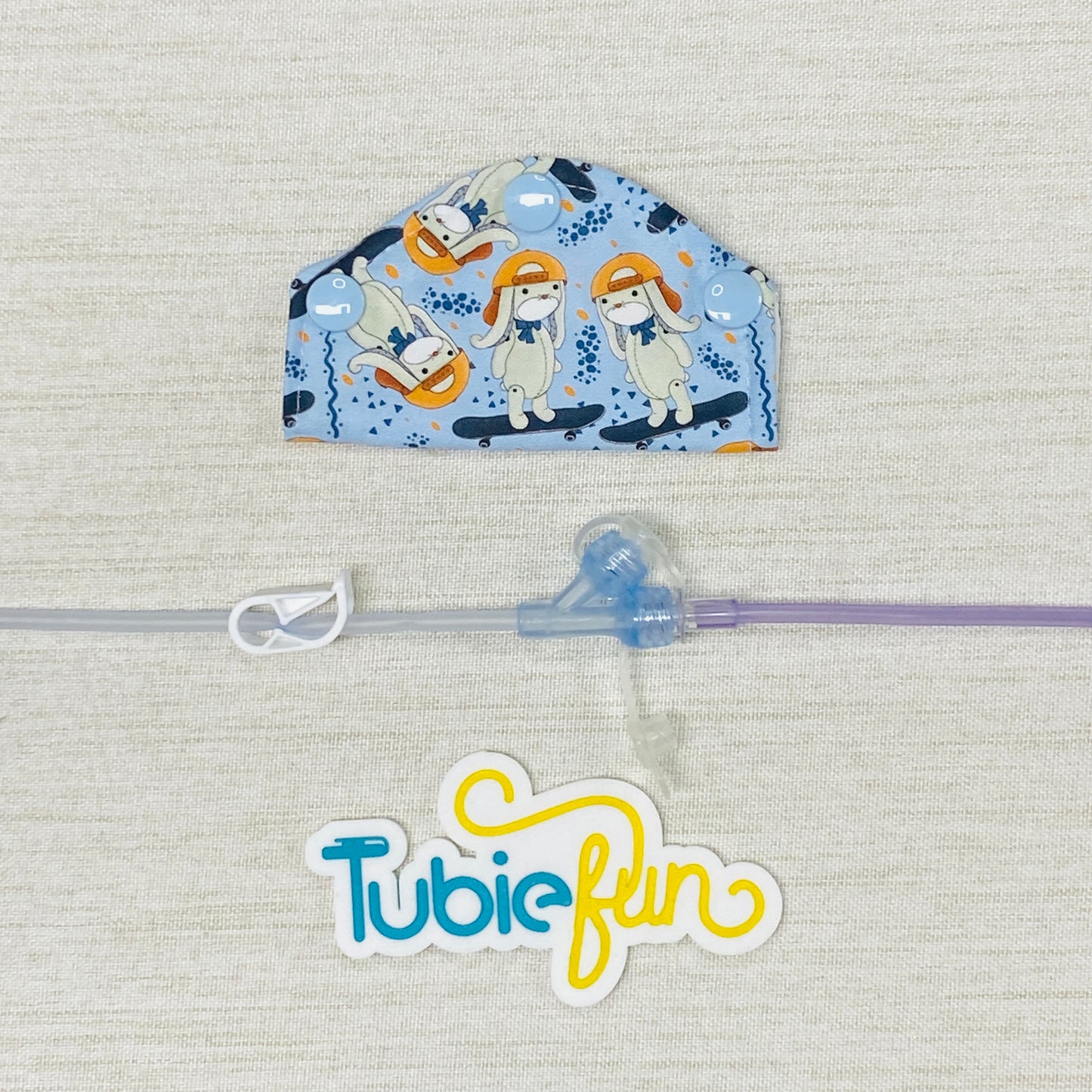 Feeding Tube Mini Connection Cover - Skater Bunnies