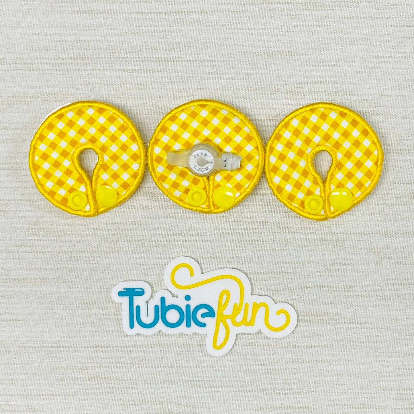 G-Tube Button Pad Cover - Yellow Gingham