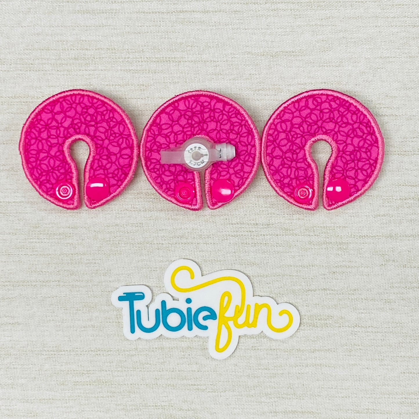 G-Tube Button Pad Cover - Pink Circles